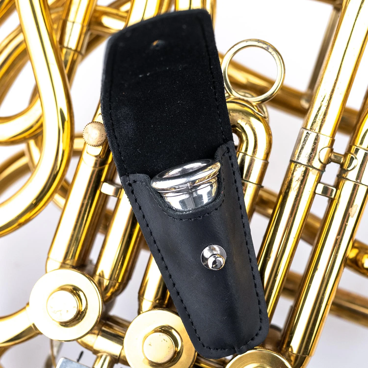 French Horn Mouthpiece Holder made of Genuine Leather Mouthpiece Pouch mouthpiece protection bag Mouthpiece case (Single, Black) - Image 5