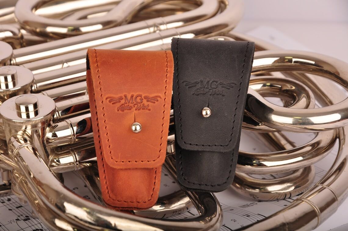French Horn Mouthpiece Holder made of Genuine Leather Mouthpiece Pouch mouthpiece protection bag Mouthpiece case (Single, Black) - Image 9