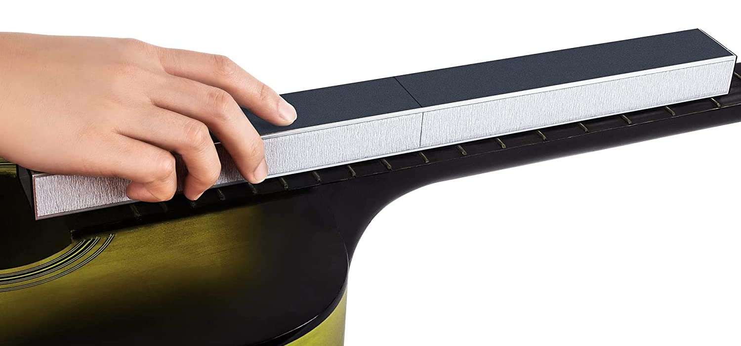 Fret Leveling Beam, 16 Inch (400mm) Bass Guitar Fret Leveler Sanding File Level Bar, Pro Luthier Repair Tool with 400 600 1000 1200 Grit Pre-adhesive Sandpaper 16in / 400mm