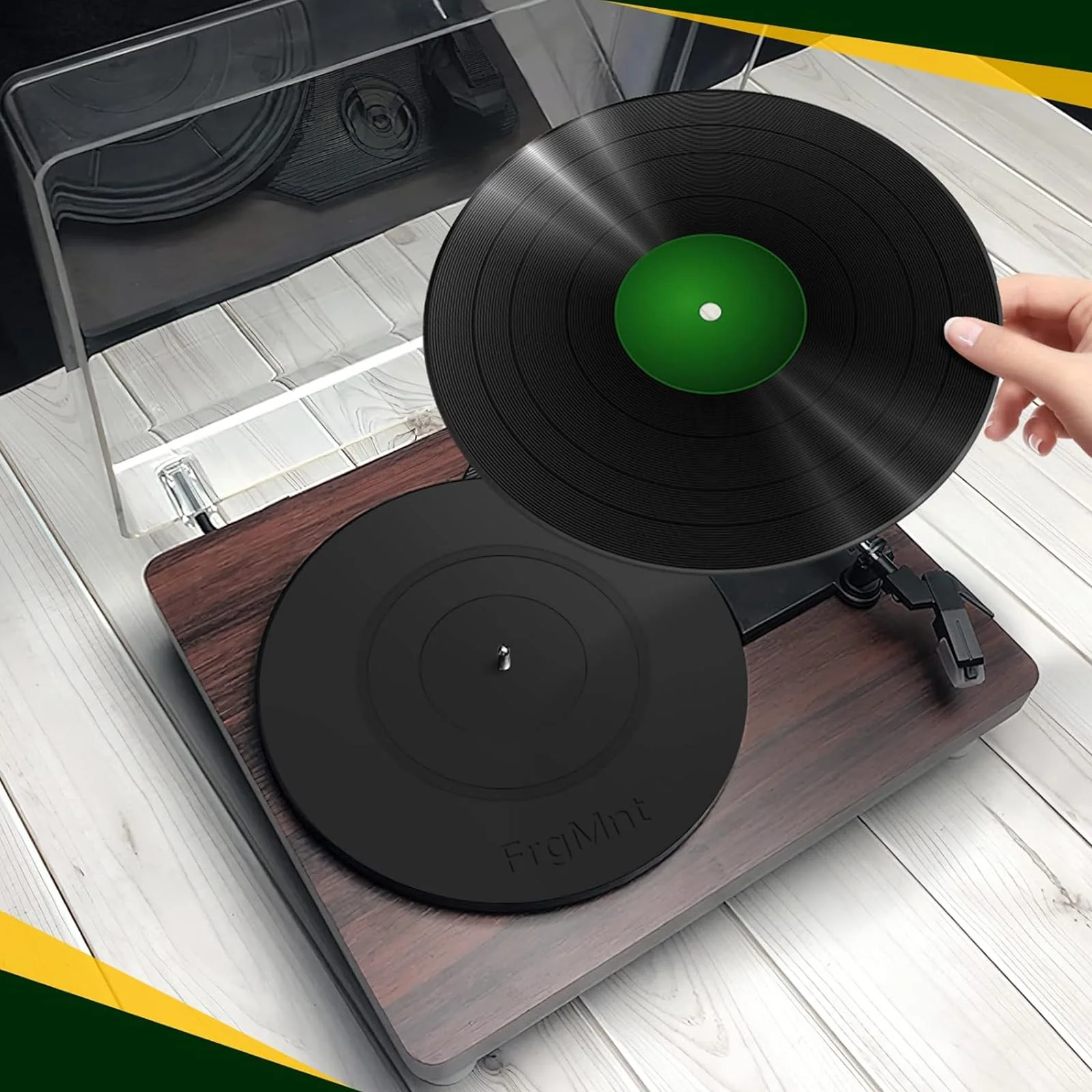 FrgMnt Turntable Platter Mat Black 12-inch Turntable Rubber Mat Silicone Design for Universal to All LP Vinyl Record Players (Black) - Image 4