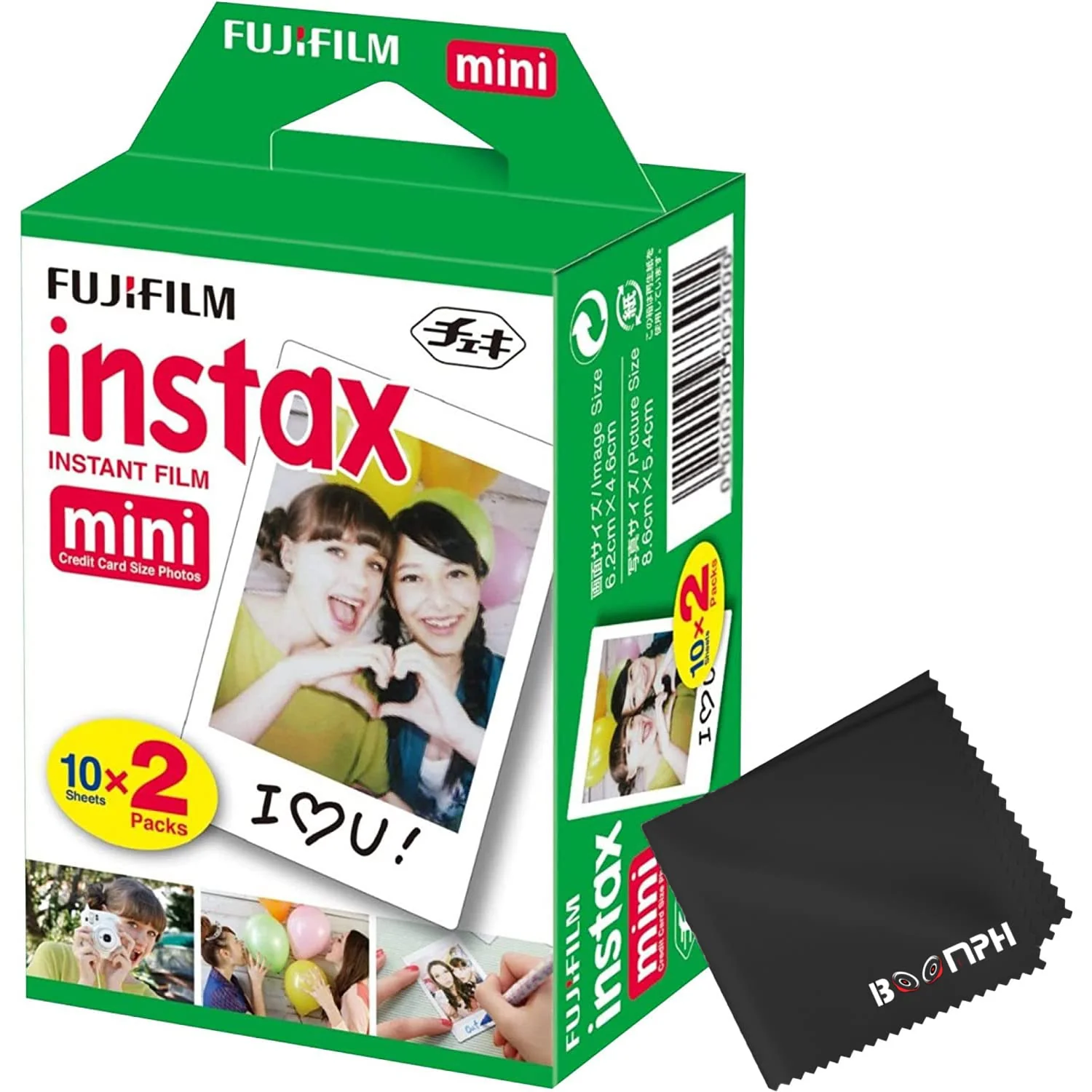 Fujifilm Instax Mini Instant Camera Film: 20 Shoots Total, (10 Sheets x 2) - Capture Memories Anytime, Anywhere - Boomph Kit 20 Pack