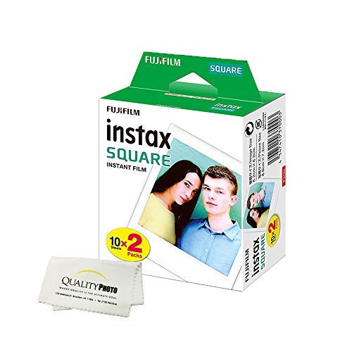 Fujifilm Instax Square Instant Film - 20 Exposures - for use with The Fujifilm instax Square Instant Camera + Quality Photo Microfiber Cloth 20 Films