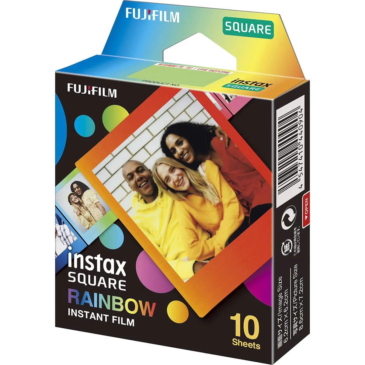 FUJIFILM Instax Square Rainbow Film - 10 Exposures Rainbow Border 10 Count (Pack of 1)