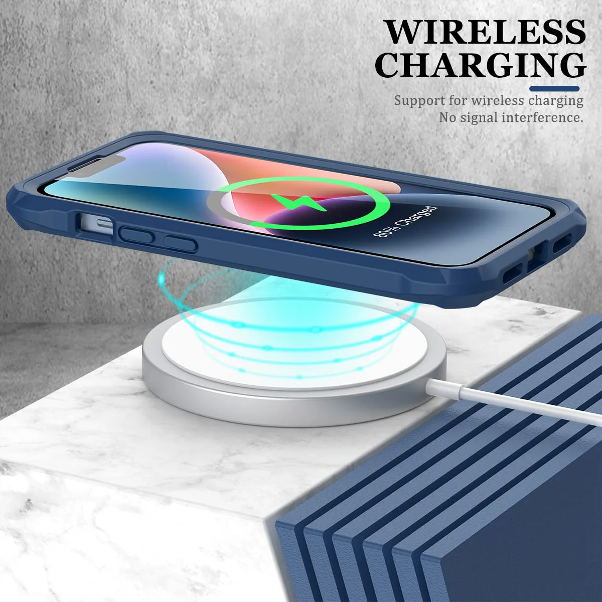 FUNMIKO iPhone 14 Plus Case with Screen Protector,Mili-Grade Heavy Duty Protection Pass 21ft. Drop Tested Slim-fit Clear Plastic Cover Protective Phone Case for Apple iPhone 14 Plus 6.7" Blue - Image 6