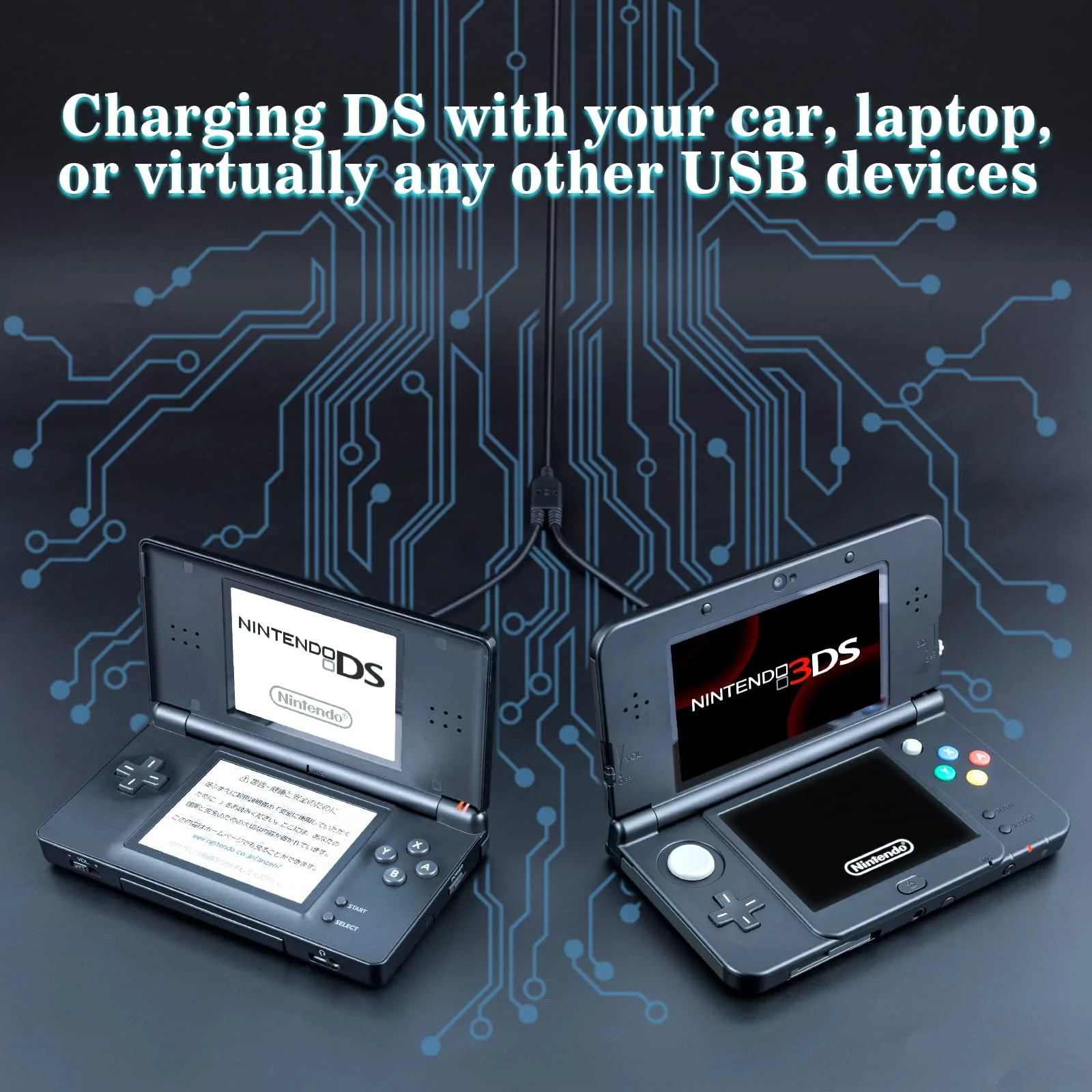 Funturbo All-in-1 DS Charger, 3DS DS Lite Charger Cable USB Charging Cord for Nintendo 3DS/3DS XL/2DS/2DS XL/DSi/DSi XL/DS Lite (2 Pack) - Image 4