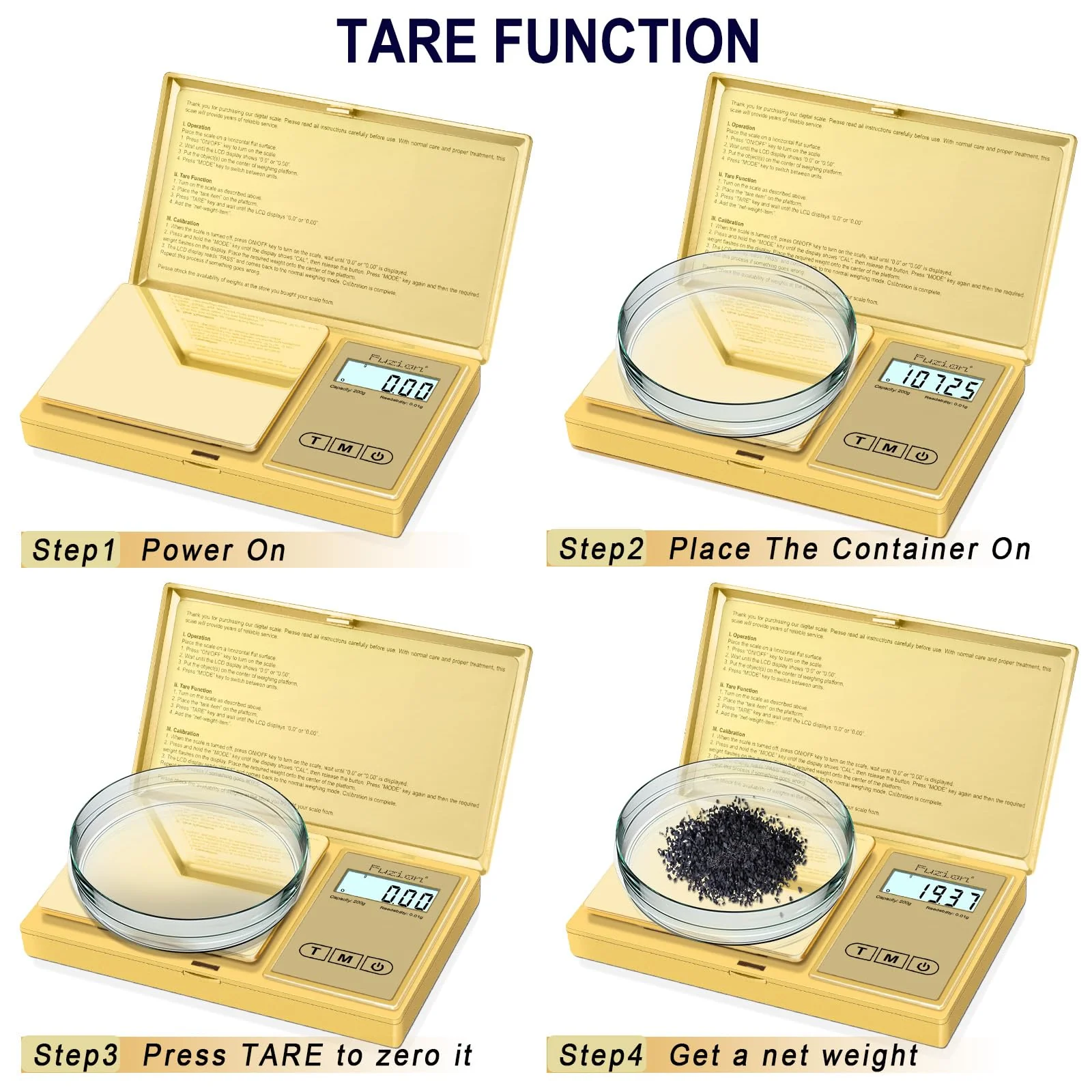 Fuzion Gram Scale, 200gx0.01g Digital Pocket Scale Gold Titanium Plating, High Precision Small Scale, 6 Units Jewelry Scale with Back-Lit LCD, Tare Function for Food, Powder, Herb, Arrow, Travel FZ-200 - Image 5