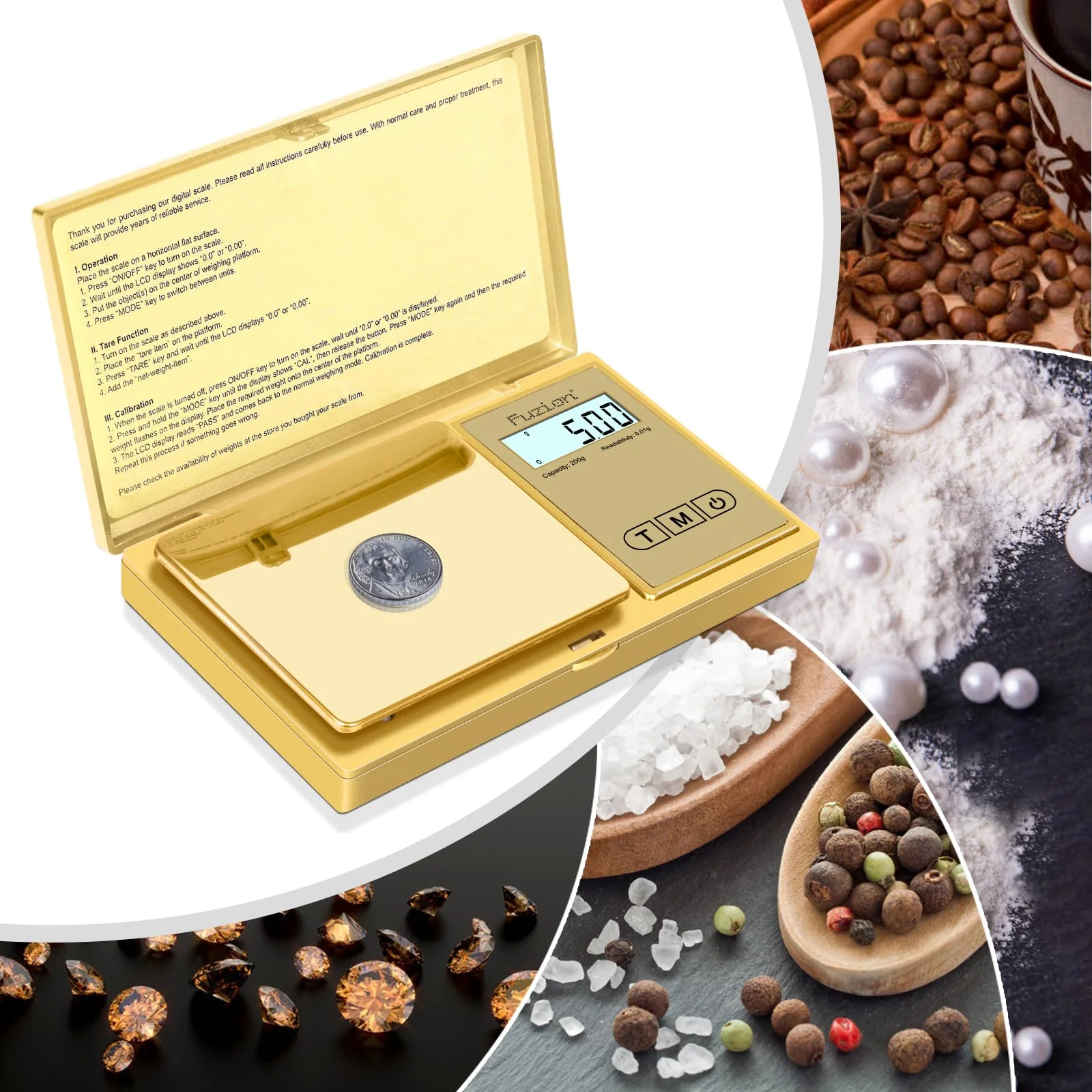 Fuzion Gram Scale, 200gx0.01g Digital Pocket Scale Gold Titanium Plating, High Precision Small Scale, 6 Units Jewelry Scale with Back-Lit LCD, Tare Function for Food, Powder, Herb, Arrow, Travel FZ-200 - Image 6