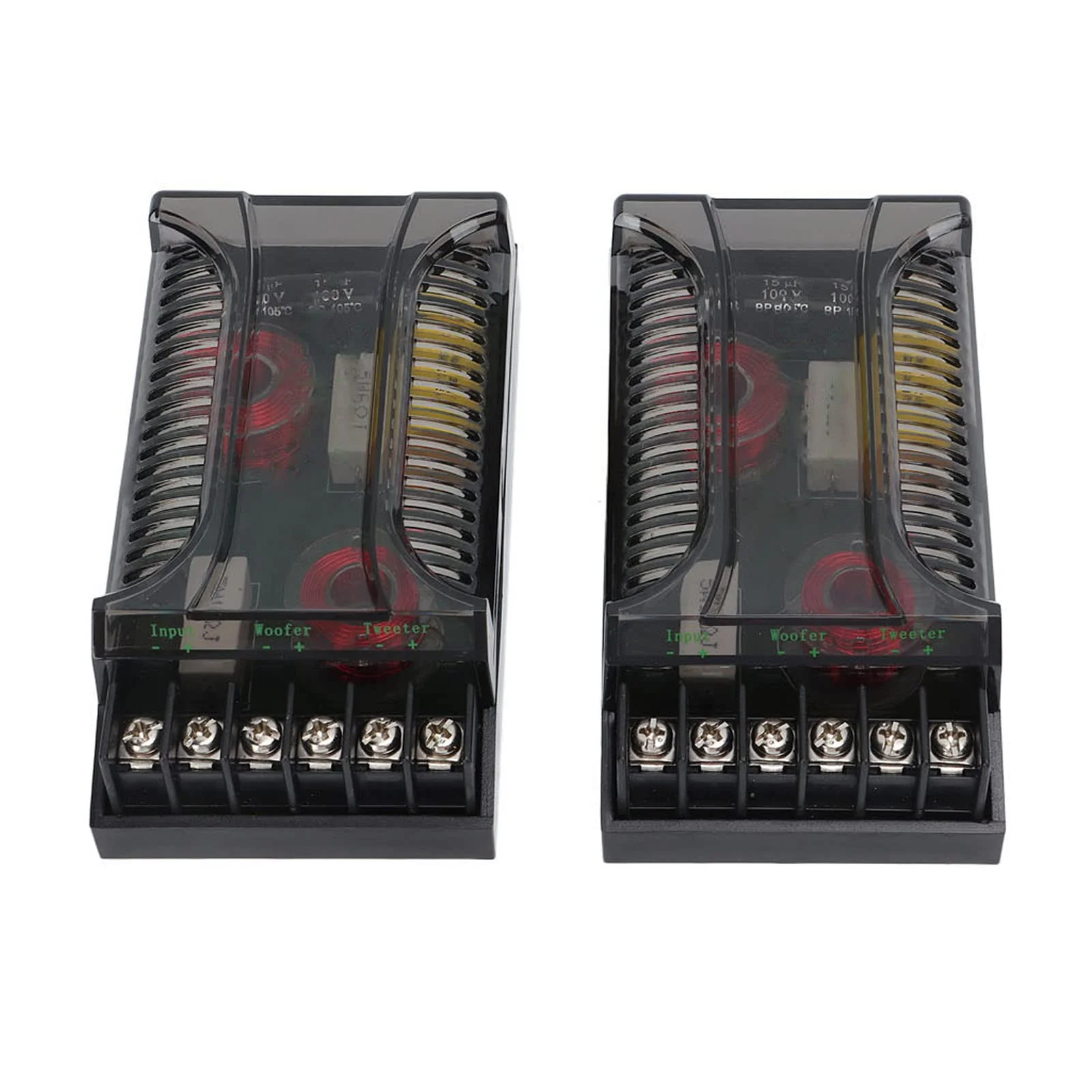Fydun 2Pcs 2 Way Car Audio Crossover Overcurrent Protection Universal Heat Dissipation Speaker Frequency Divider Car Speaker Crossover Bass Treble Board Audio Modification