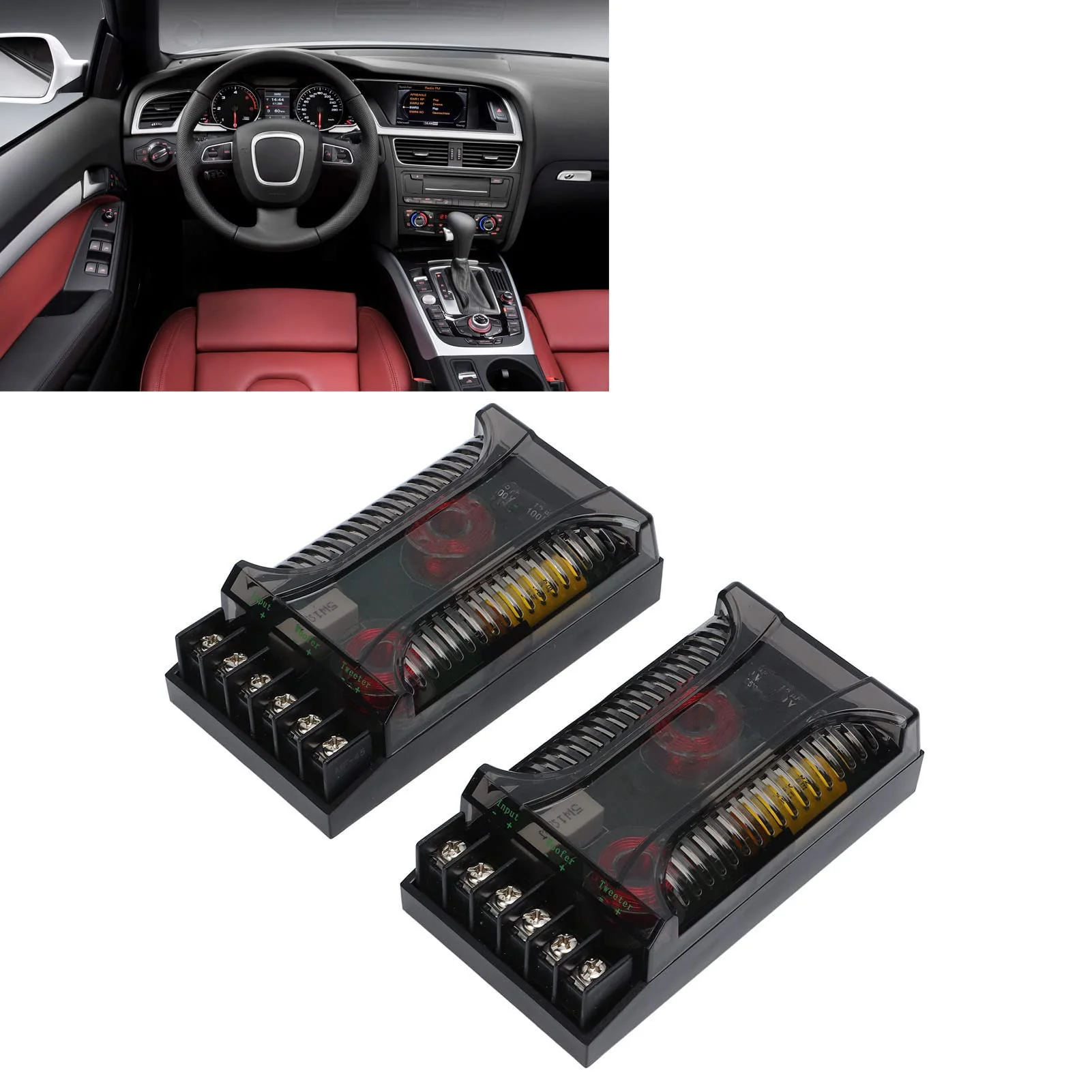 Fydun 2Pcs 2 Way Car Audio Crossover Overcurrent Protection Universal Heat Dissipation Speaker Frequency Divider Car Speaker Crossover Bass Treble Board Audio Modification - Image 3