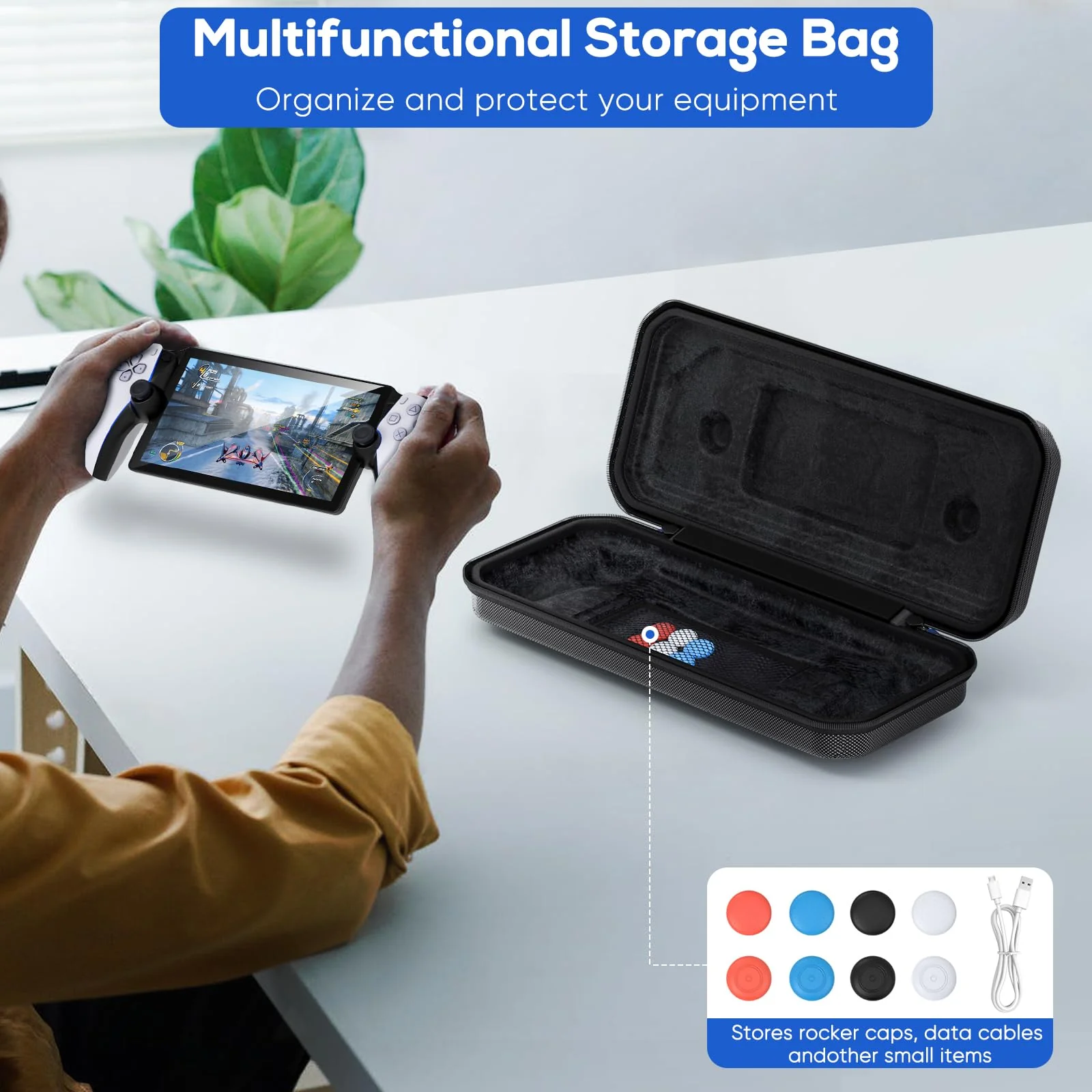 FYOUNG Carrying Case for PlayStation Portal, Protective Hard Shell Portable Travel Carry Handbag Full Protective Case Accessories for PlayStation Portal Remote Player (Black) Black - Image 7