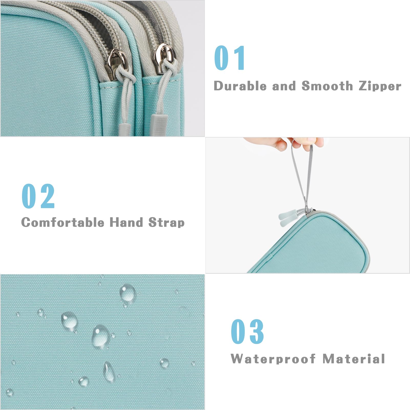 FYY Electronic Organizer, Travel Cable Organizer Bag Pouch Electronic Accessories Carry Case Portable Waterproof Double Layers All-in-One Storage Bag for Cable, Charger, Phone, Earphone, Mint Green Small - Image 4