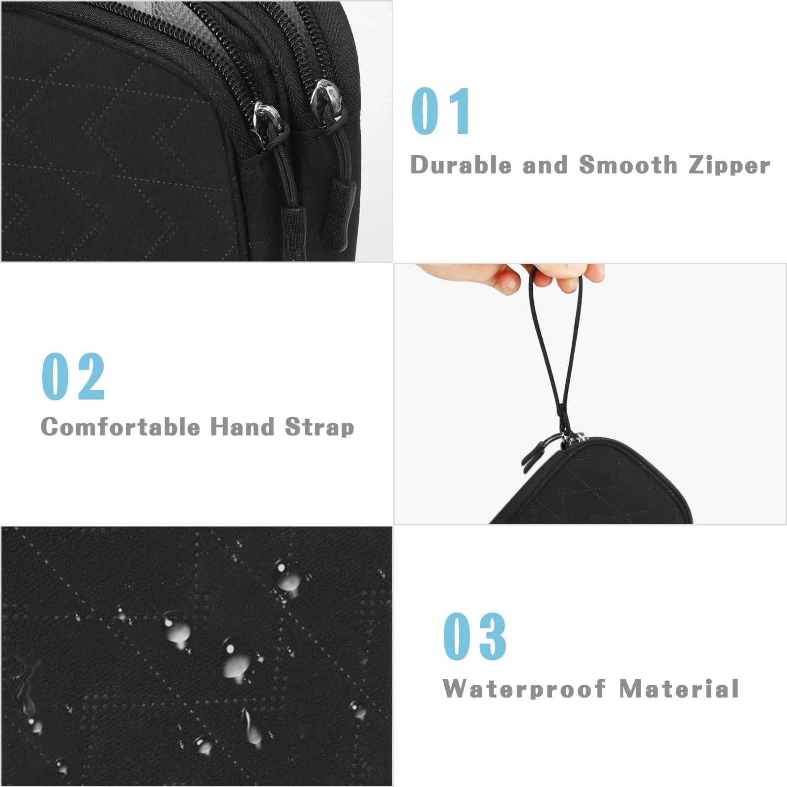 FYY Travel Organizer Pouch Electronic Accessories Carry Case Portable Waterproof Double Layers All-in-One Storage Bag for Cable, Cord, Charger, Phone, Pattern Black Small Black-Pattern - Image 4