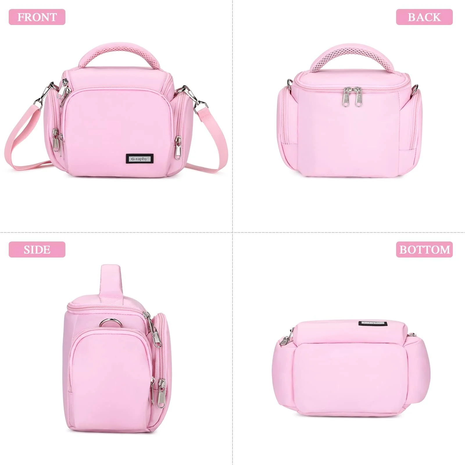 G-raphy Camera Bag SLR DSLR Mirrorless Pink Camera Case Compact Camera Shoulder Bag with Removable Strap Waterproof for Women and Men - Image 2