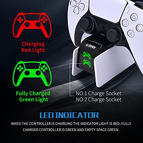 G-STORY PS5 Charging Station, Upgraded PS5 Controller Charging Station with LED Indicator Controller Skin & 1.5M Charging Cable, Safety Chip Protection, Adjustable Support Plate Dual, Fast Charging For PS5 - Image 6