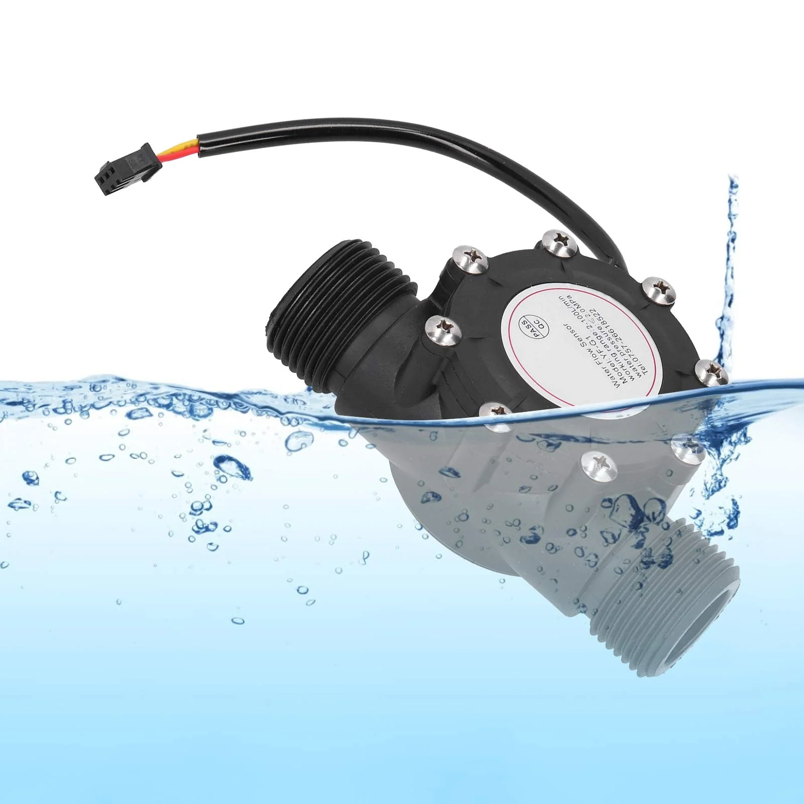 G1 Water Flow Sensor, Water Flow Meter Hall Meter, 1-100L/min Flow Meter, Water Flow Hall Sensor for Central Air Conditioning, Swimming Pool etc, Unknown