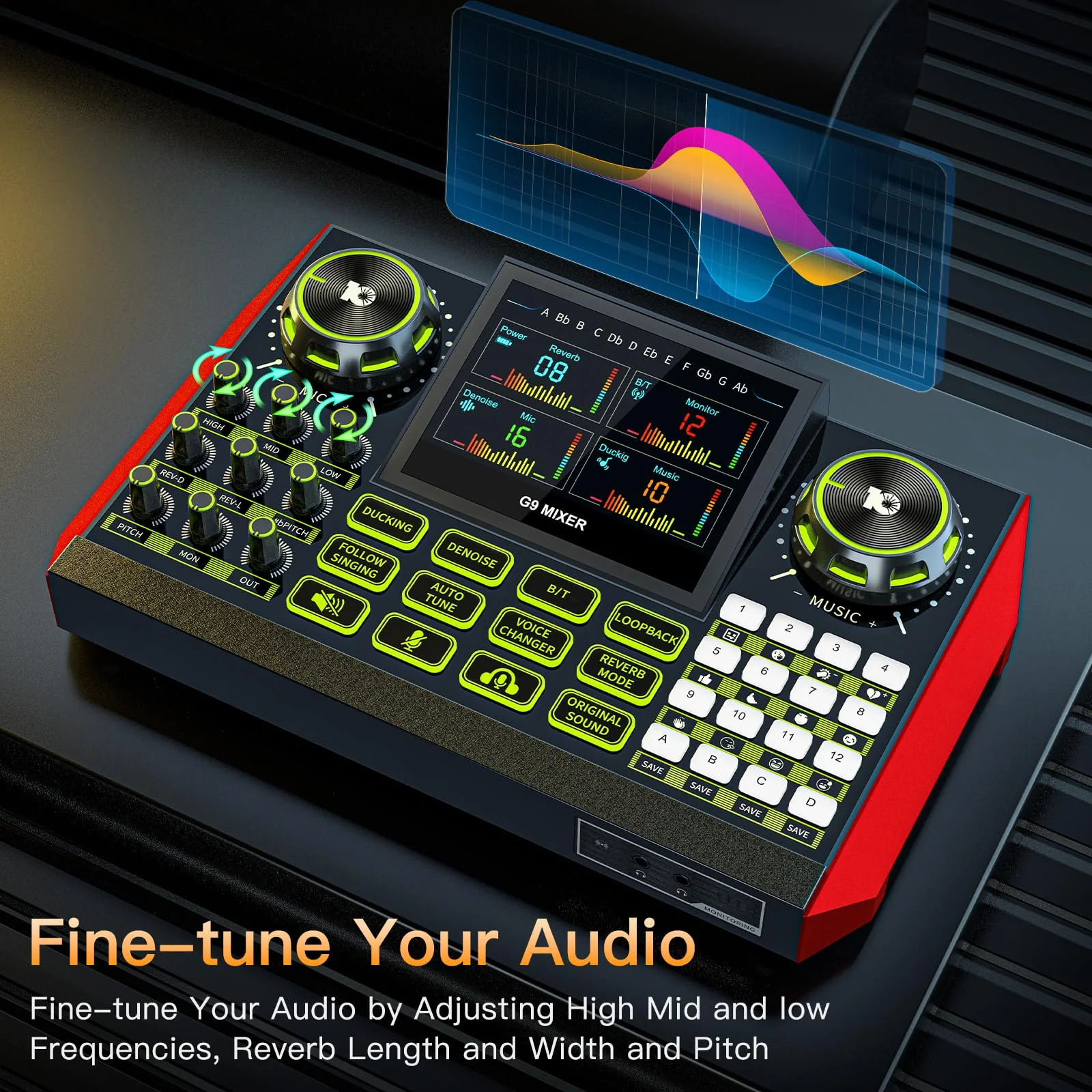 G9 Gaming Audio Mixer,Podcast Equipment Live Sound Card for Streaming,Audio Interface DJ Mixer Sound Card/Board Condenser Microphone for Tiktok Gaming Video Content Creator Kit. - Image 6