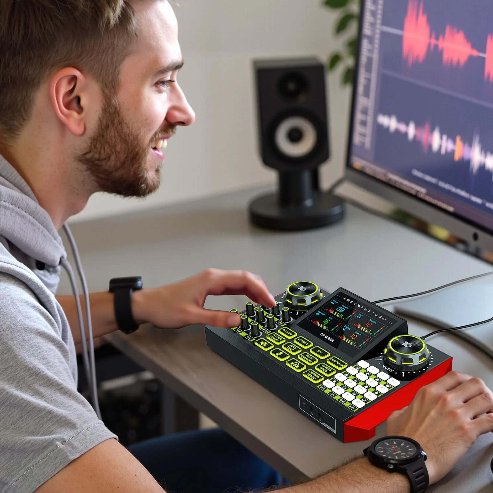 G9 Gaming Audio Mixer,Podcast Equipment Live Sound Card for Streaming,Audio Interface DJ Mixer Sound Card/Board Condenser Microphone for Tiktok Gaming Video Content Creator Kit. - Image 8