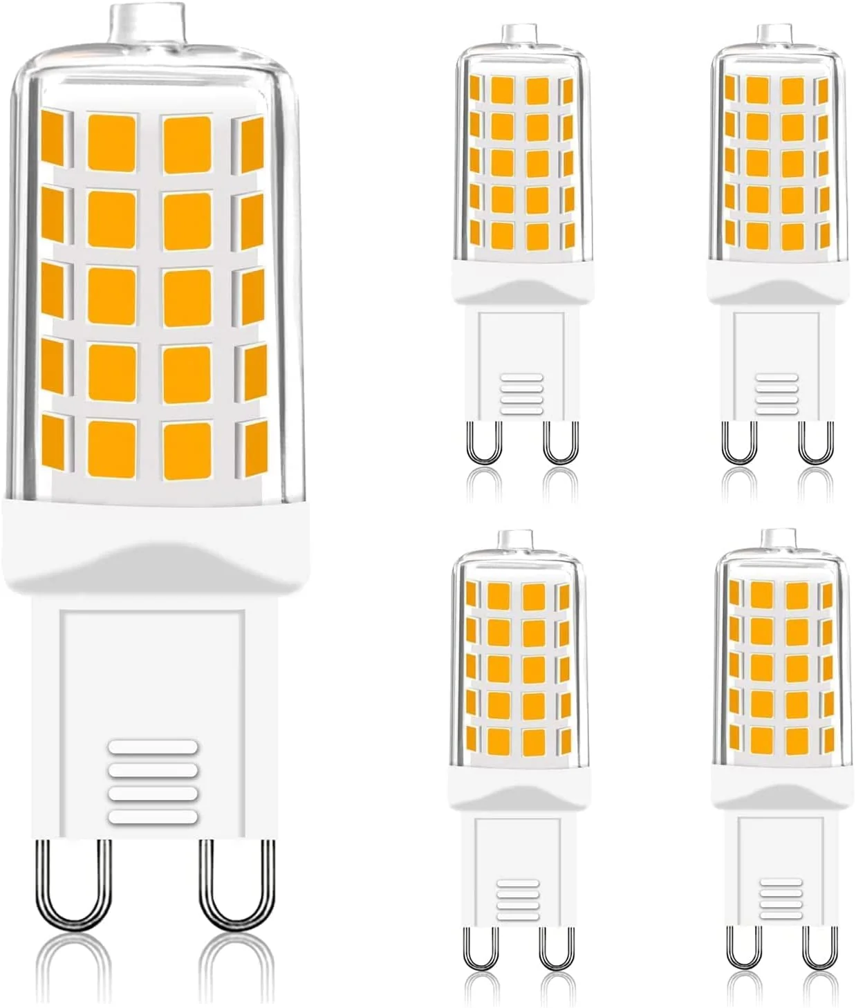G9 LED Warm White Dimmable, 2700 K 230 V 4 W Replacement 40 W Halogen Bulb, T4 Light Bulb 450 lm for Indoor and Outdoor Decorating Lighting No Flickering Light Bulb Pack of 5