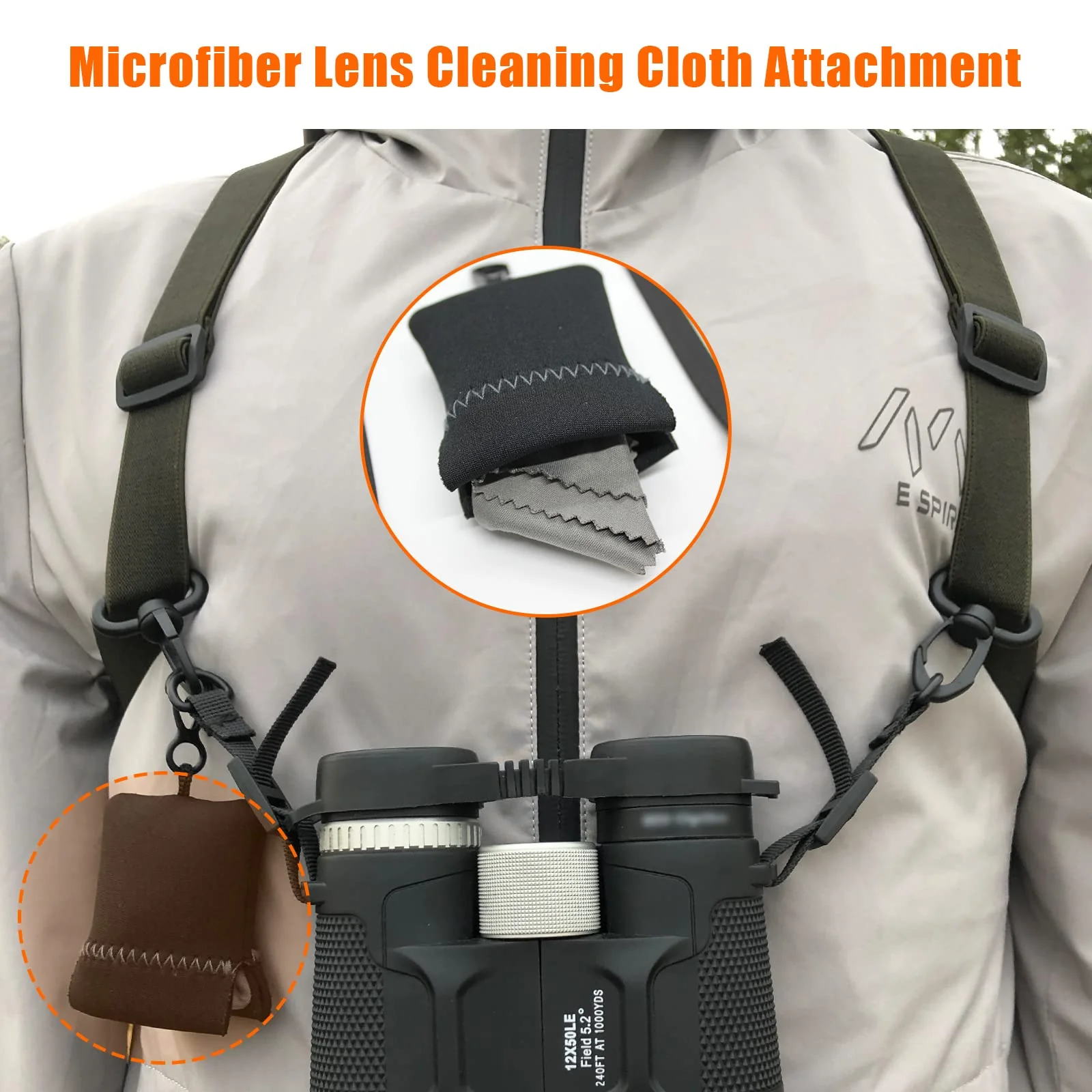GAIARENA Binocular Harness Strap, Bino Harness with Microfiber Lens Cleaning Cloth for All Size Binoculars & Camera(Camo) Camo - Image 2