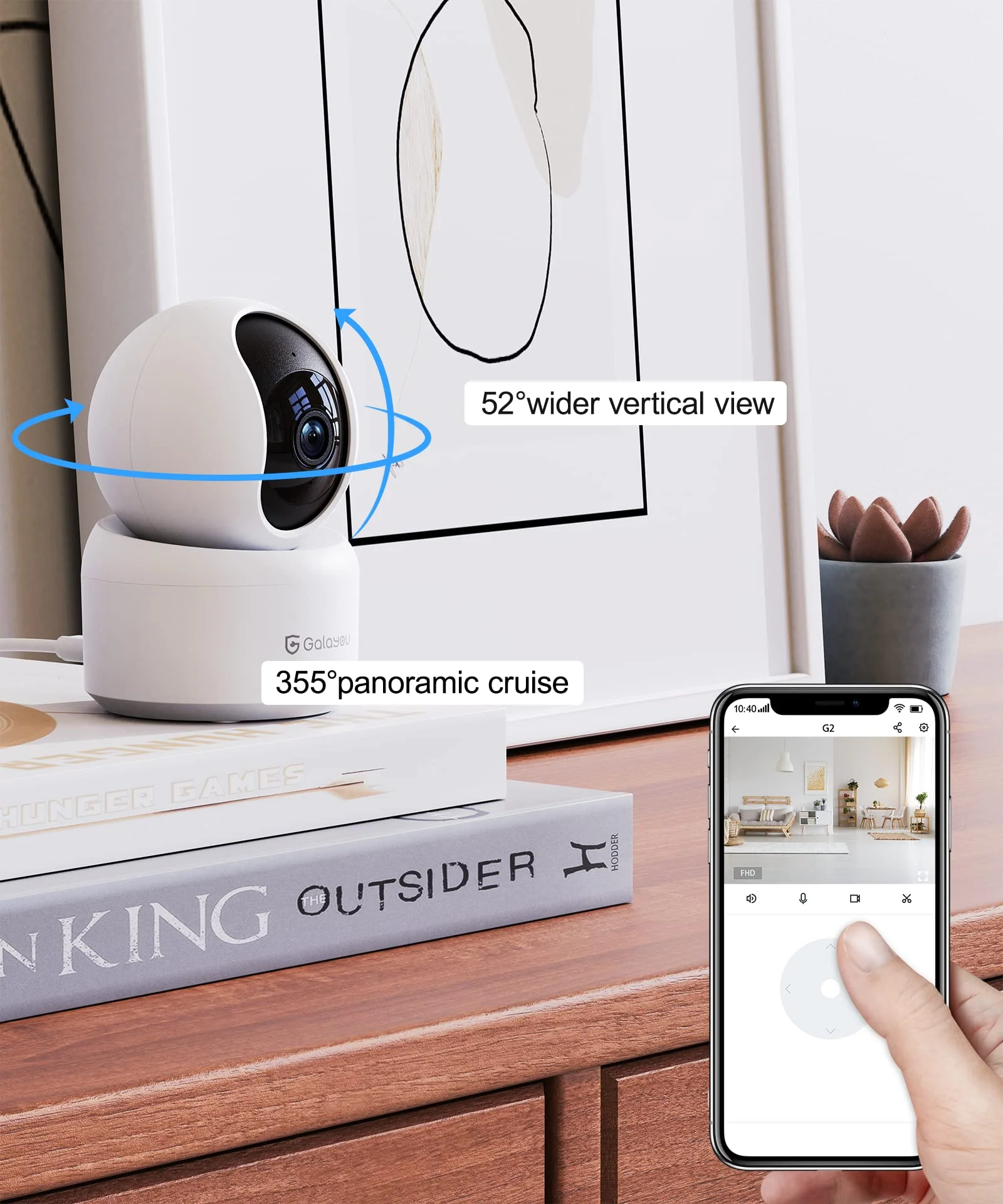 GALAYOU Indoor Security Camera 2K, Pet Camera, 360 Degree WiFi Home Security Camera for Baby/Elder/Nanny with Night Vision, Siren, 24/7 SD Card Storage, Works with Alexa and Google Assistant G2 1 Count (Pack of 1) - Image 4