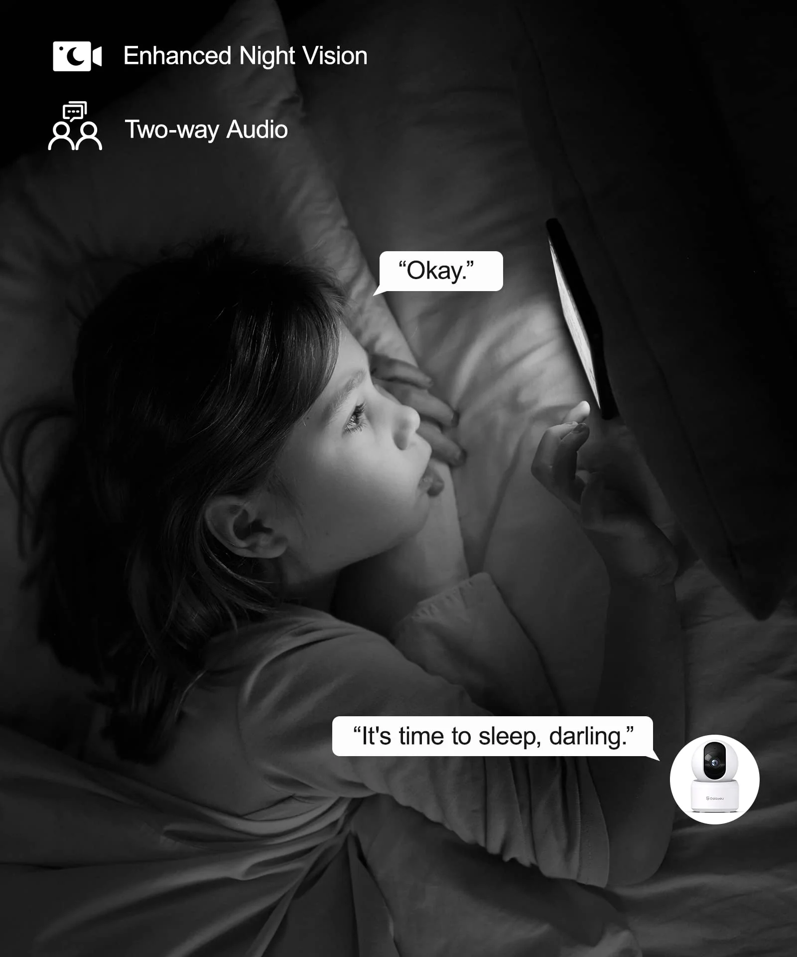 GALAYOU Indoor Security Camera 2K, Pet Camera, 360 Degree WiFi Home Security Camera for Baby/Elder/Nanny with Night Vision, Siren, 24/7 SD Card Storage, Works with Alexa and Google Assistant G2 1 Count (Pack of 1) - Image 5