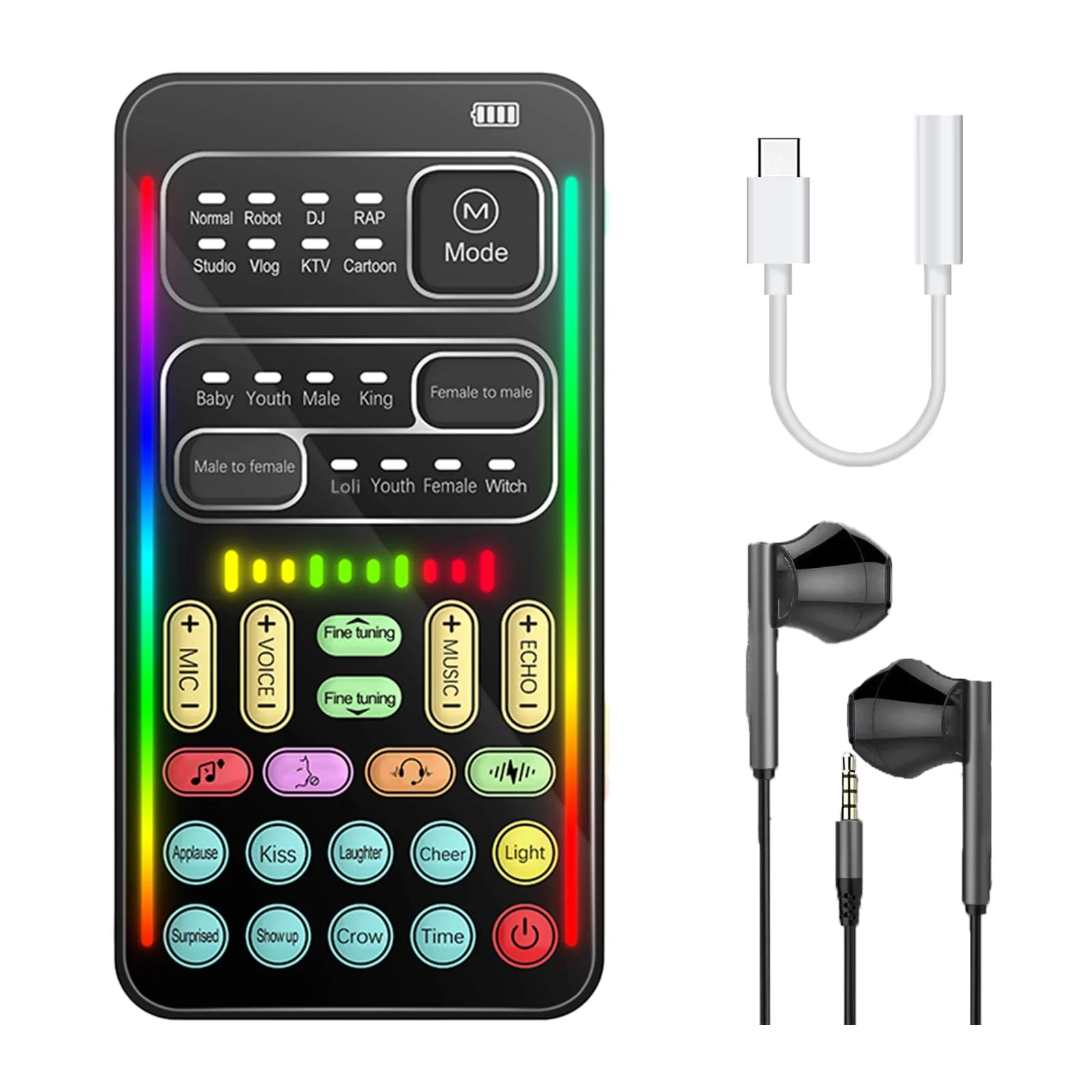 Game Voice Changer, Audio Mixer, i9Live Sound Card kit (Including Headphones and 2 converters), Suitable for PS4/PS5/Xbox One/PC/Phone/Laptops., ferrous
