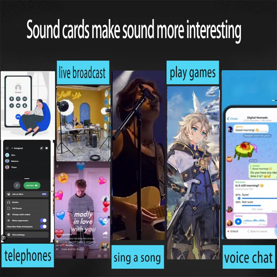 Game Voice Changer, Audio Mixer, i9Live Sound Card kit (Including Headphones and 2 converters), Suitable for PS4/PS5/Xbox One/PC/Phone/Laptops., ferrous - Image 4