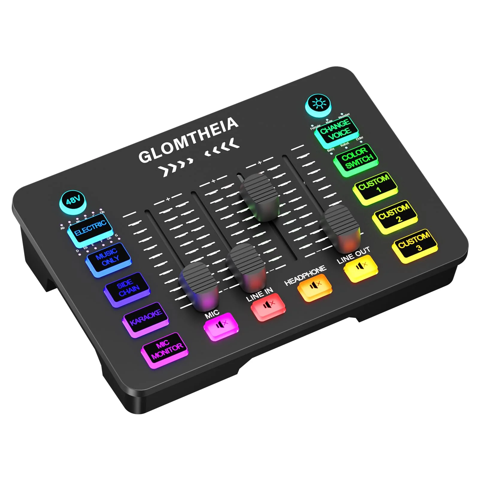 Gaming Sound Board Audio Interface Voice Changer for PC PS4 PS5 Streaming Mixer Soundboard Compatible with XLR Condenser/Dynamic Microphone