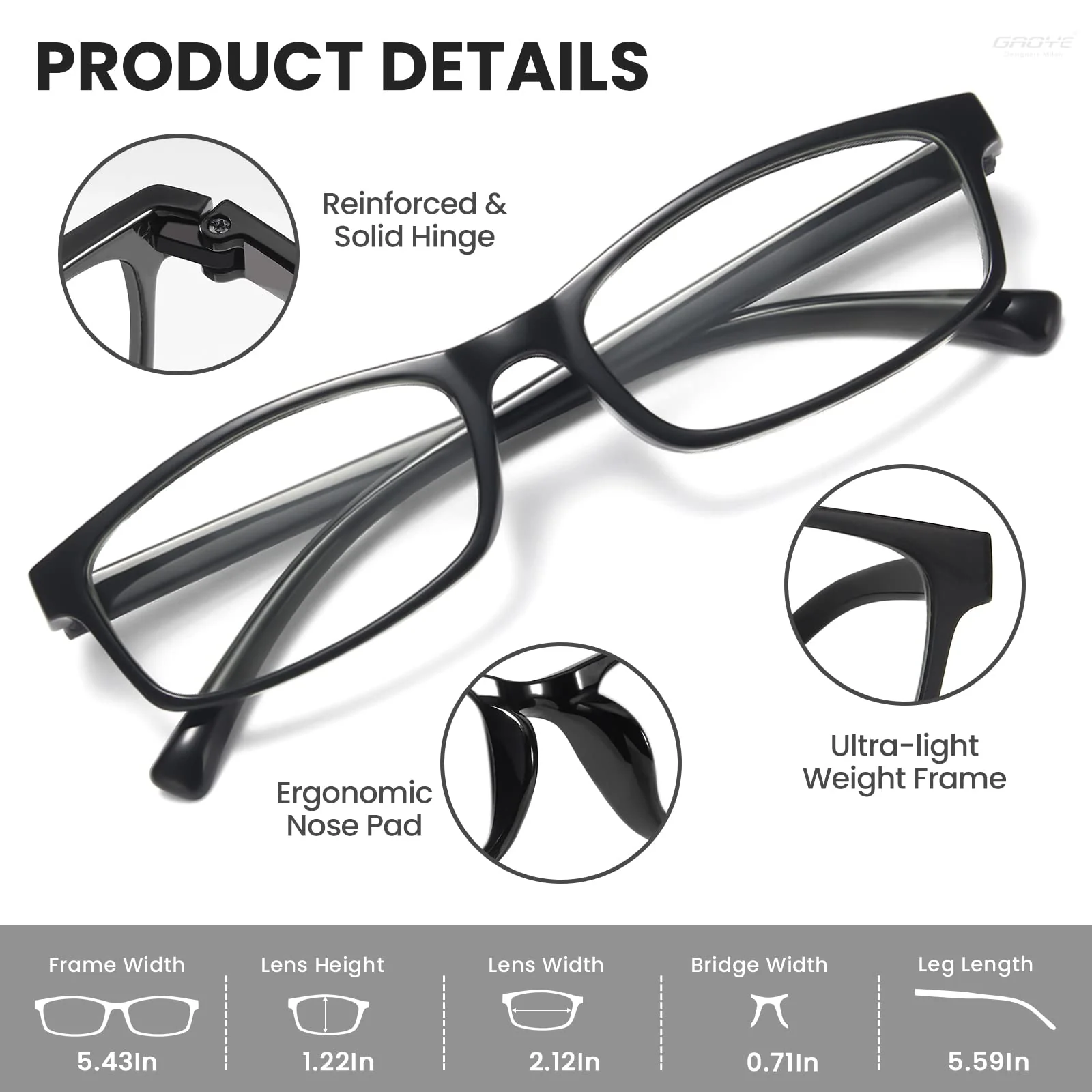 Gaoye 6 Pack Reading Glasses Blue Light Blocking for Women Men, Magnifying Readers Glass Anti UV Eyeglasses 6 Color*1 2.0 x - Image 5