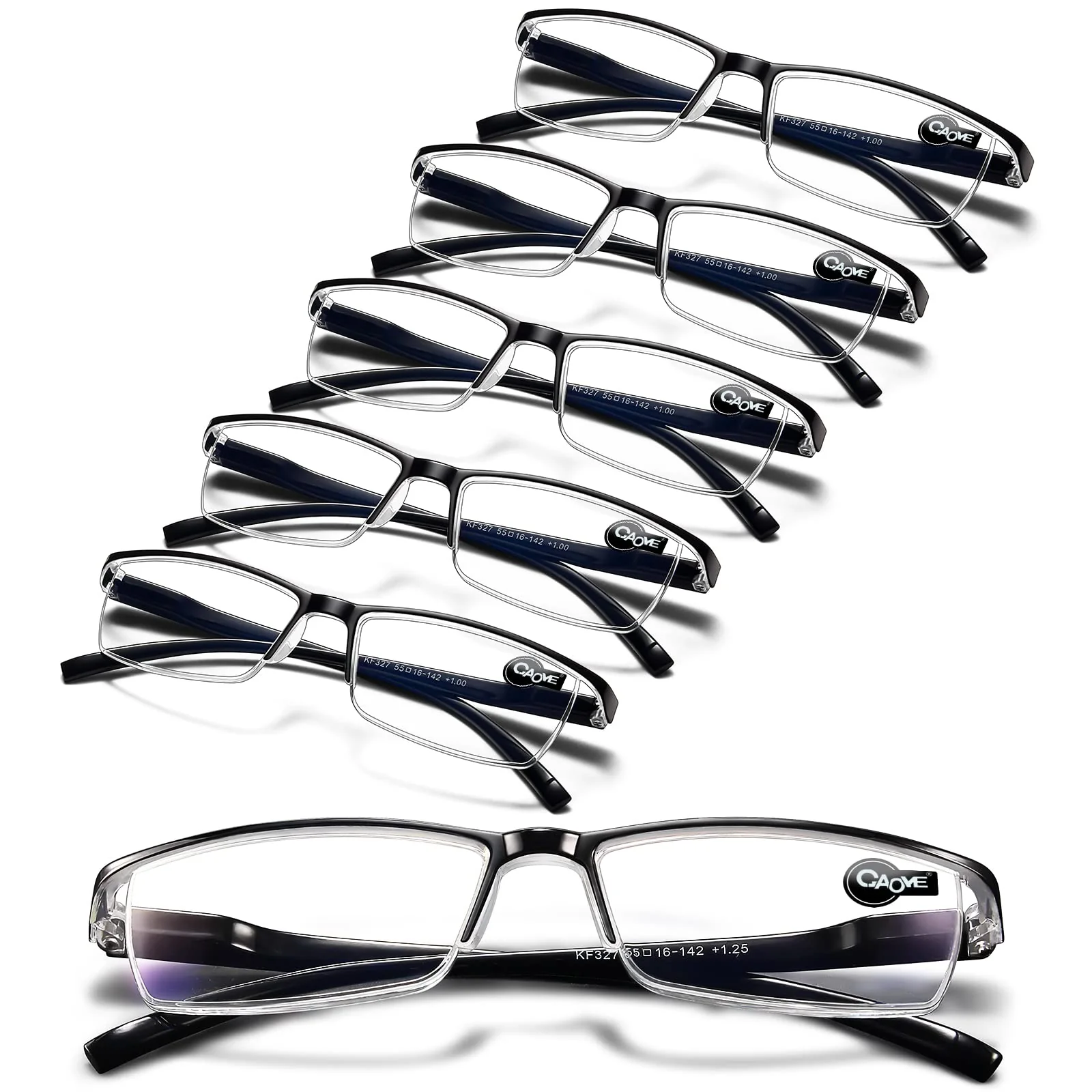 Gaoye 6PCS Reading Glasses Men - Unbreakable Blue Light Blocking Computer Readers Women - Stay Clear Magnifying Vision Black 2.0 x