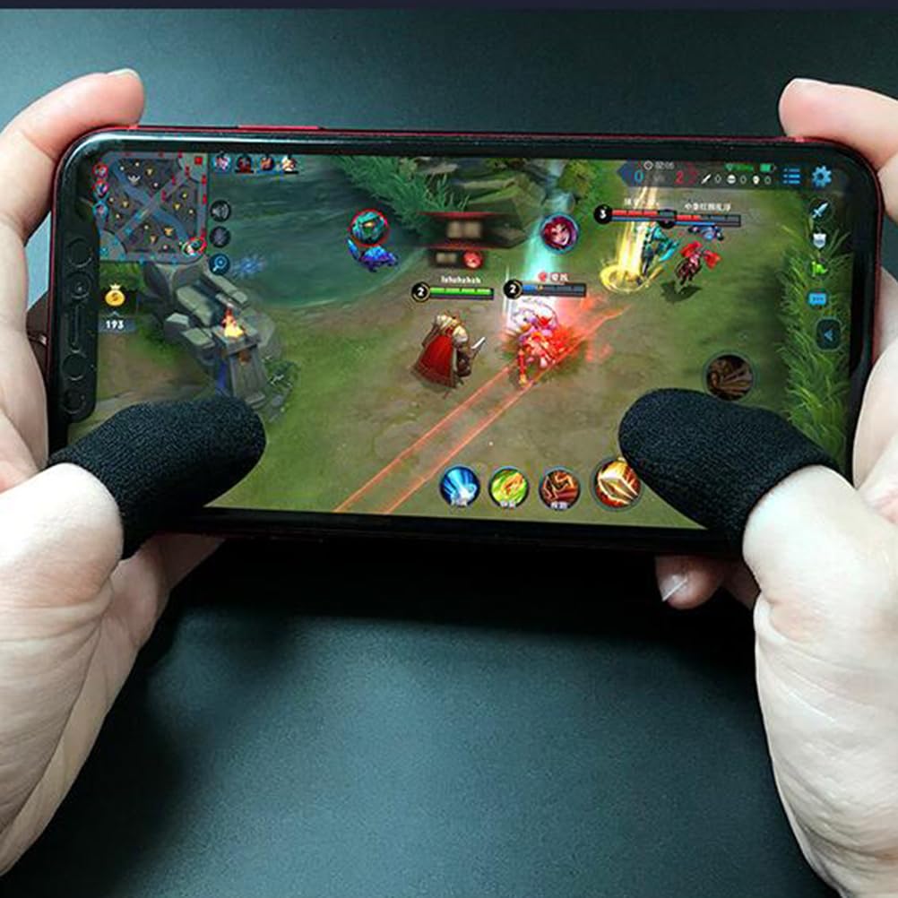 Garneck 10 PCS - Mobile Phone Gaming Finger Sleeves - Gamer Nylon Thumb Sleeves Mobile Gaming Stabilizer Compression Support Sleeve - Finger Gloves for All Touchscreen Devices - Image 4