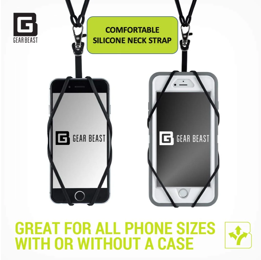 Gear Beast Cell Phone Lanyard - Universal Neck Phone Holder w/Card Pocket and Silicone Neck Strap White - Image 3