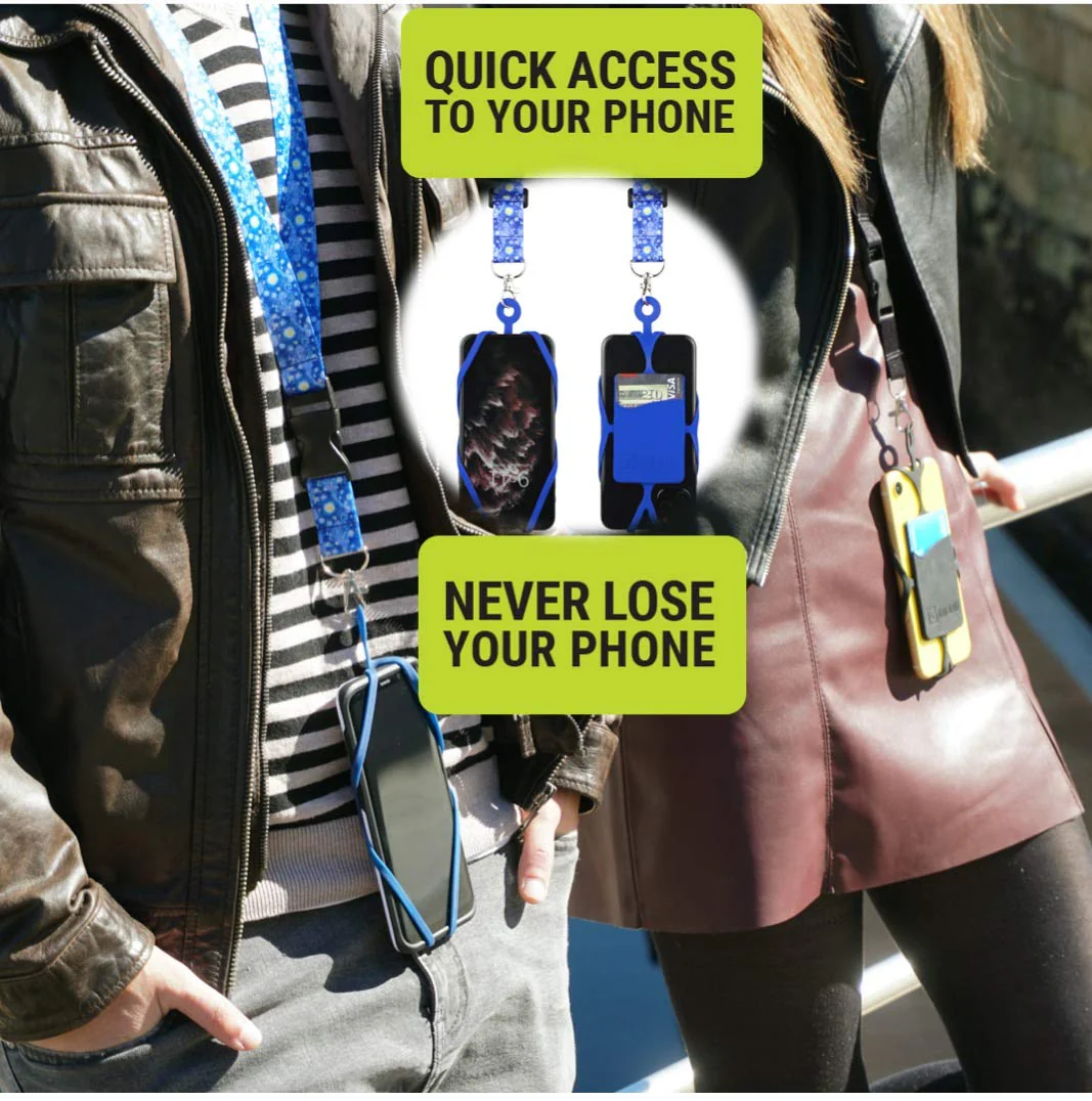 Gear Beast Cell Phone Lanyard with Adjustable Neck Strap Compatible with iPhone Galaxy & Most Smartphones, Silicone Phone Holder with Card Pocket and Adjustable Satin Polyester Lanyard Purple - Image 2