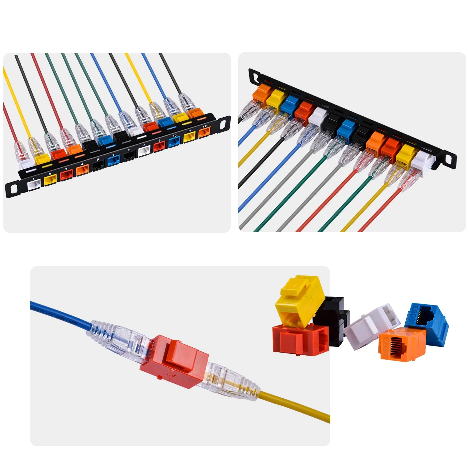 GeeekPi 12-Pack Cat6 RJ45 Keystone Jack Insert, Ethernet Keystone Jack for Patch Panel, Multicolor - Image 4