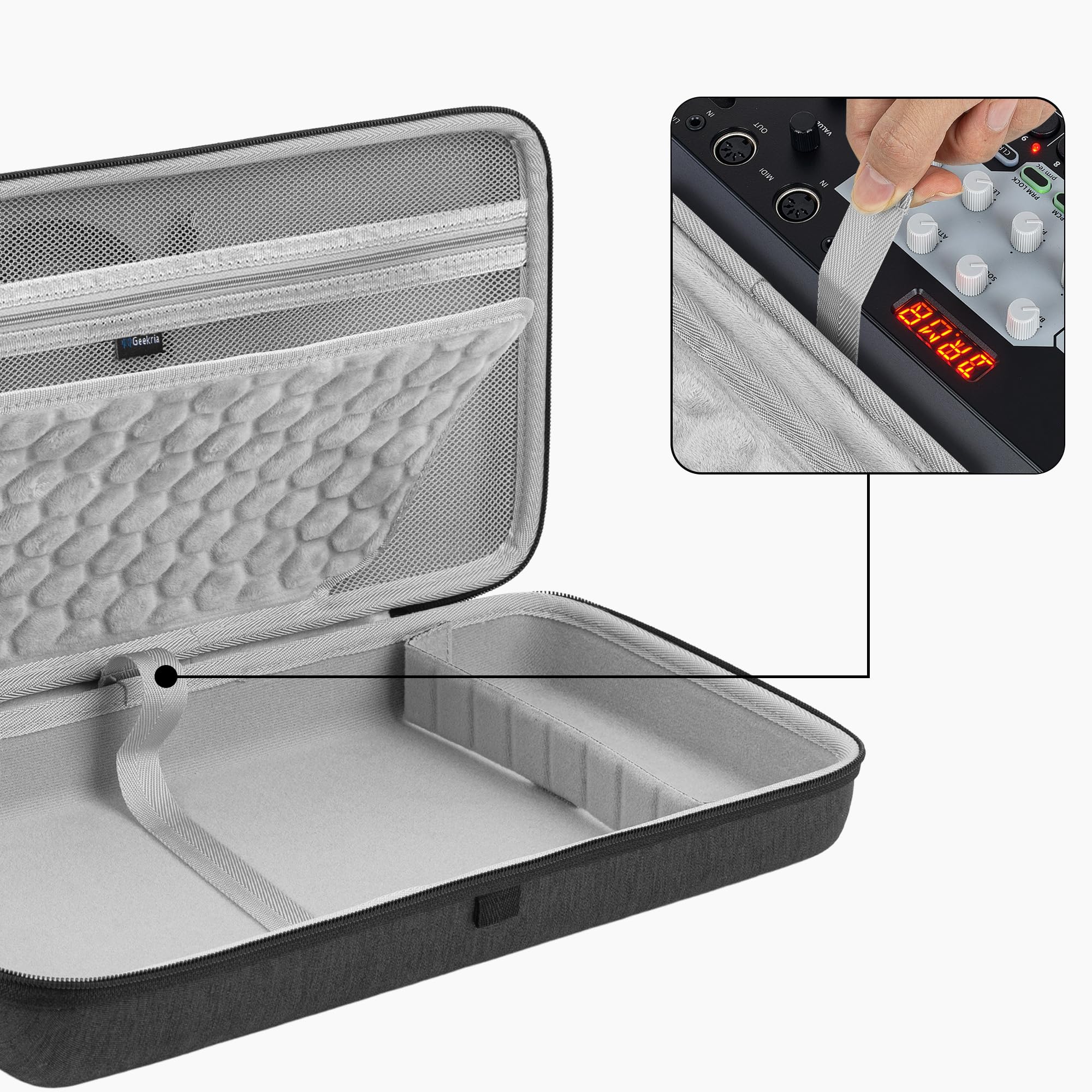 GEEKRIA Audio Interface Carrying Case, Compatible with SONICWARE Liven Ambient Ø / 8bit Warps/MEGA SYNTHESIS/Texture Lab/XFM/Lofi-12, EVA Hard Shell Portable Travel Bag (Dark Gray) - Image 6