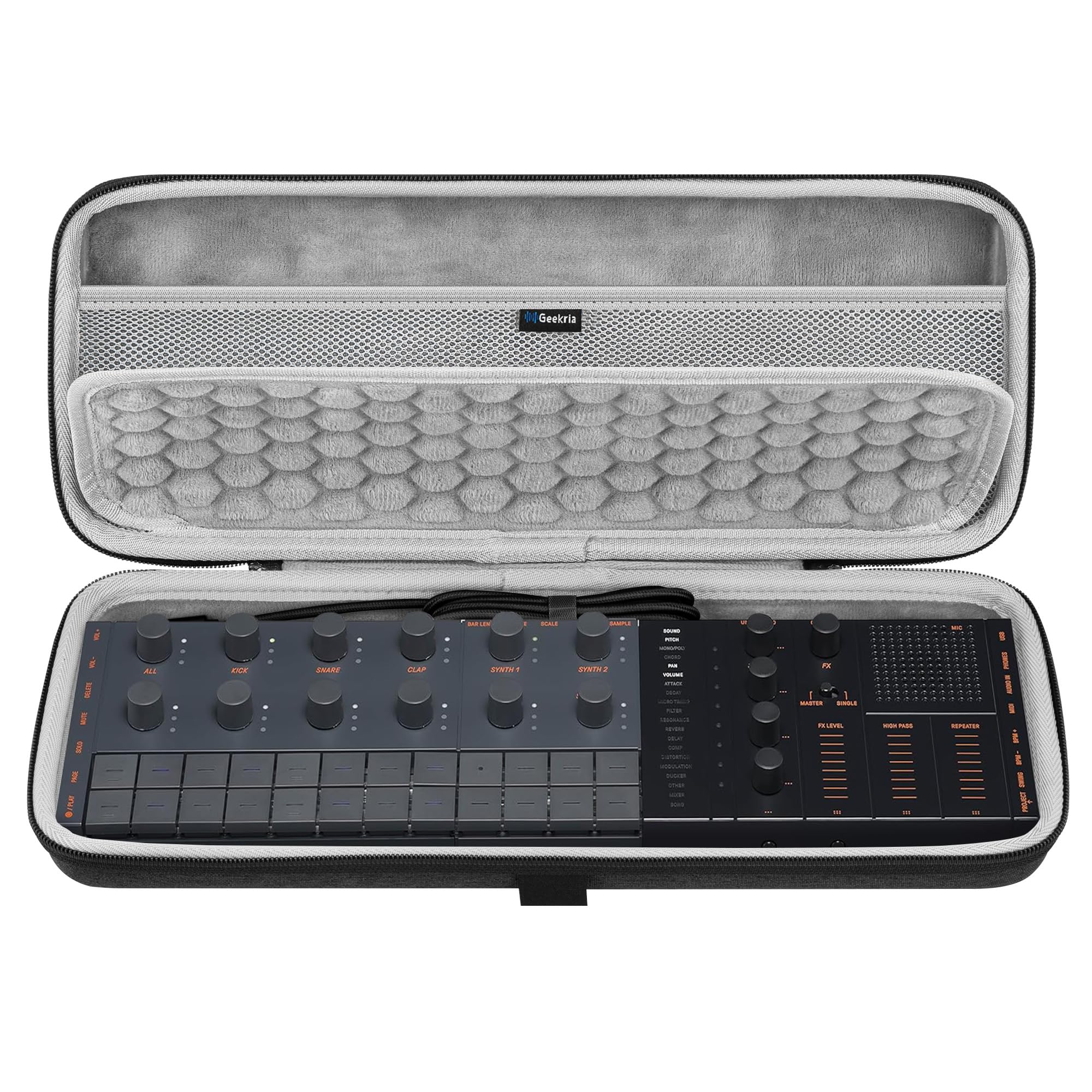 GEEKRIA Audio Interface Carrying Case, Compatible with Yamaha SEQTRAK/Mobile Music Ideastation, EVA Hard Shell Portable Travel Bag (Dark Gray)