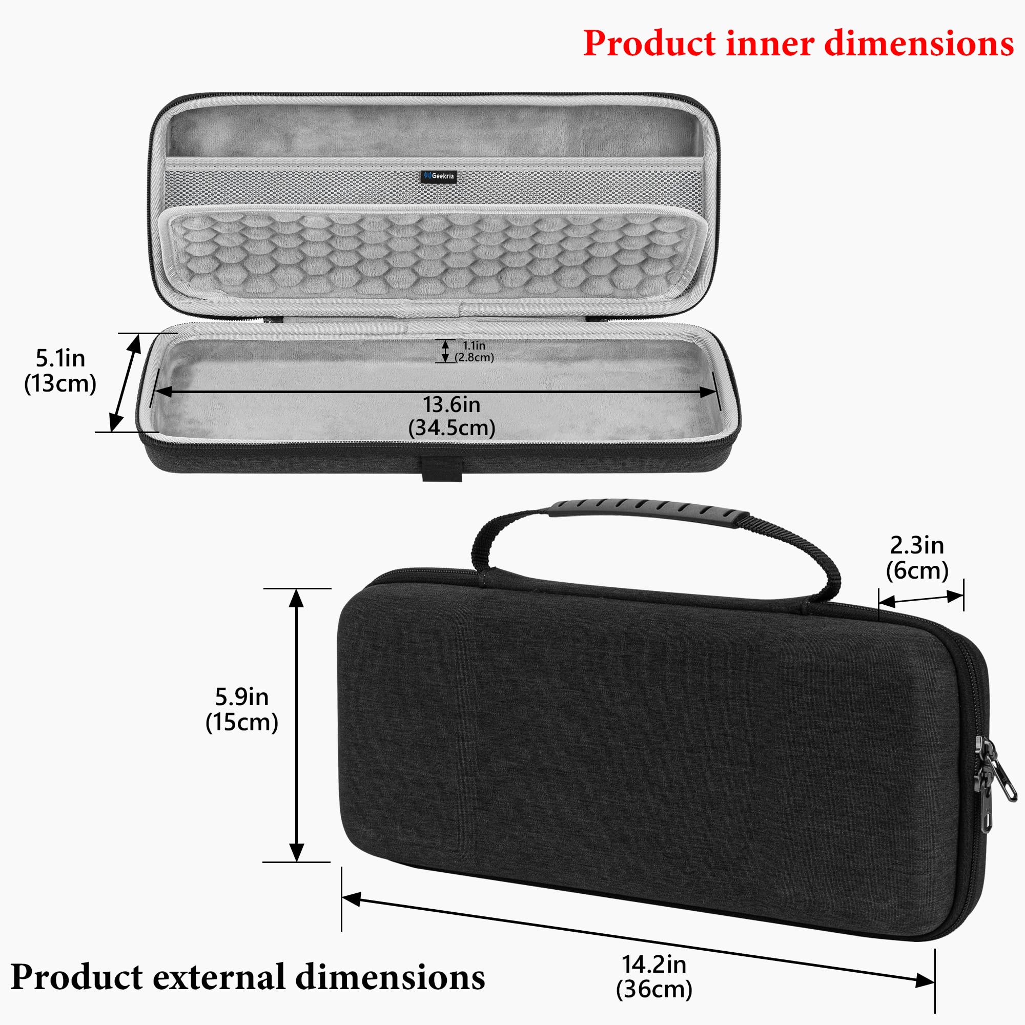 GEEKRIA Audio Interface Carrying Case, Compatible with Yamaha SEQTRAK/Mobile Music Ideastation, EVA Hard Shell Portable Travel Bag (Dark Gray) - Image 4
