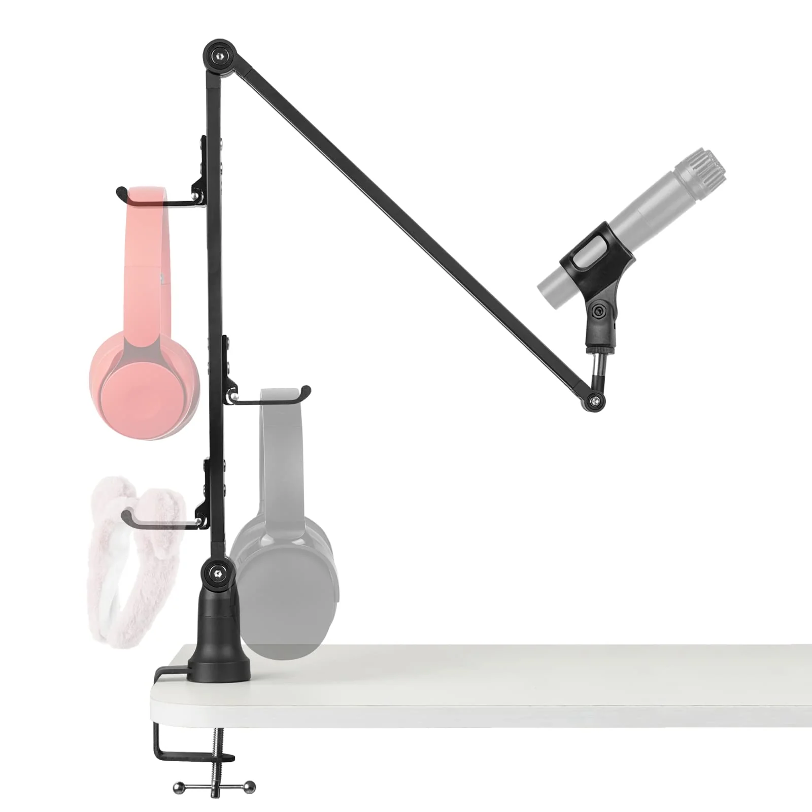Geekria for Creators Microphone Arm, Mic Boom Arm with Headphones Hangers, Suspension Stand, Desk Mount Holder Compatible with Audio-Technica ATR2100x-USB, SAMSON Q2U
