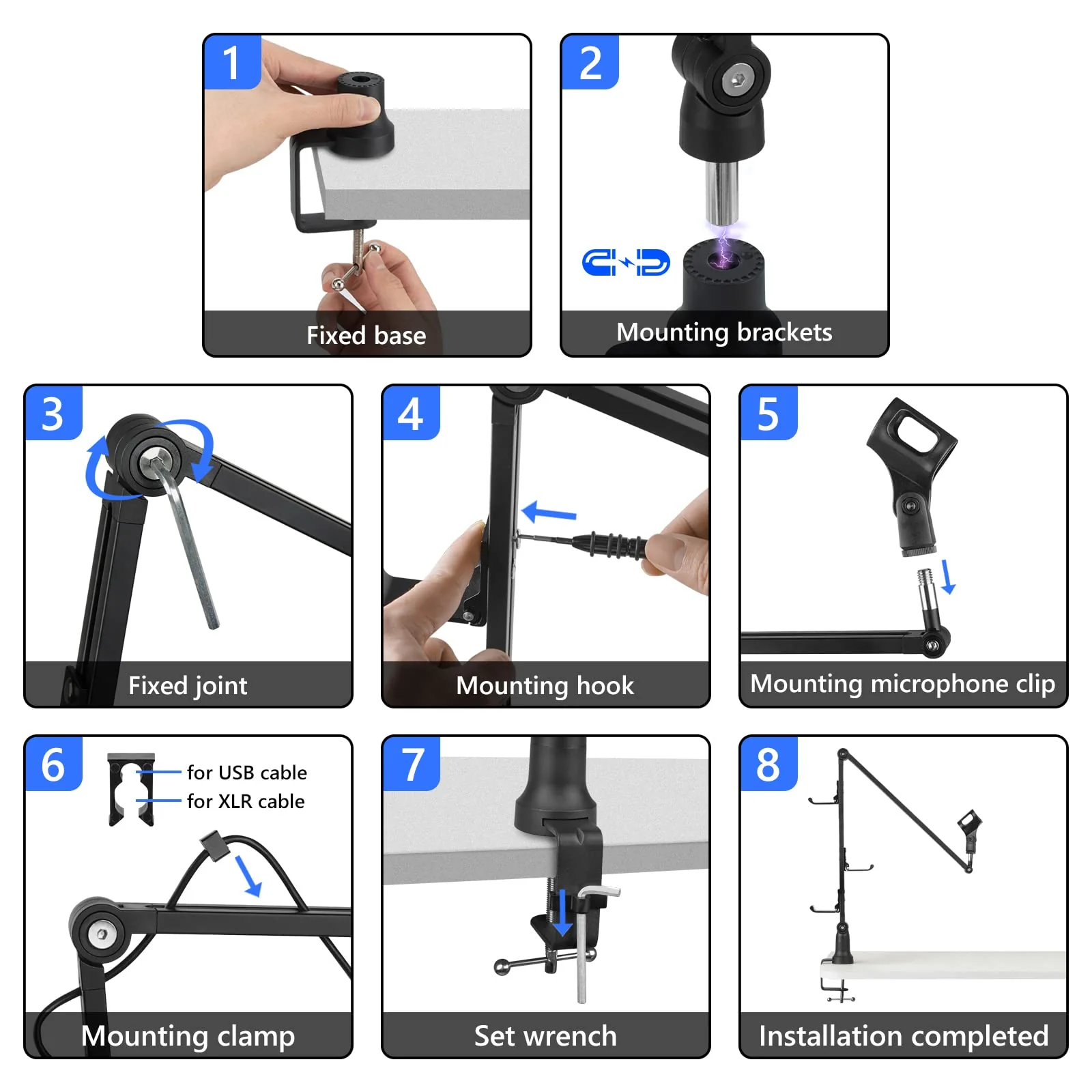 Geekria for Creators Microphone Arm, Mic Boom Arm with Headphones Hangers, Suspension Stand, Desk Mount Holder Compatible with Audio-Technica ATR2100x-USB, SAMSON Q2U - Image 3