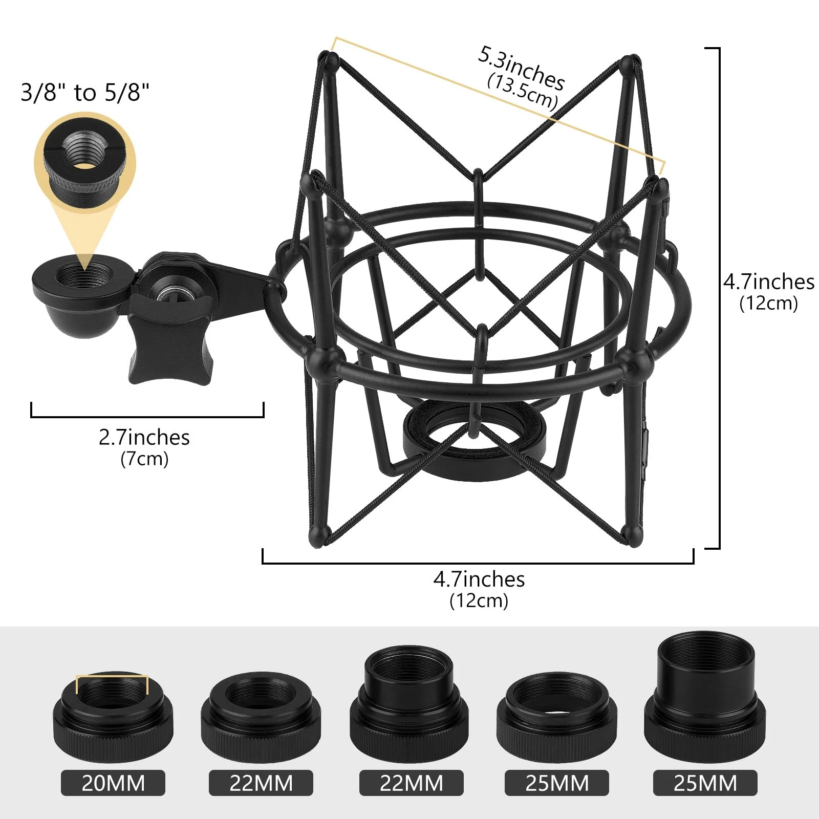 Geekria for Creators Microphone Shock Mount Compatible with AKG P120, P220, P820, Mic Anti-Vibration Suspension Adapter Clamp Mic Holder Clip (Black/Metal) - Image 2