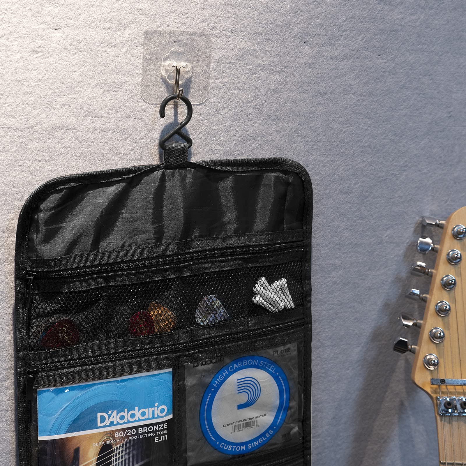 GEEKRIA Guitar Accessory Organizer, Foldable Bag, Easy Access Pockets Case, Picks Parts Holder Storage (Dark Grey) - Image 4