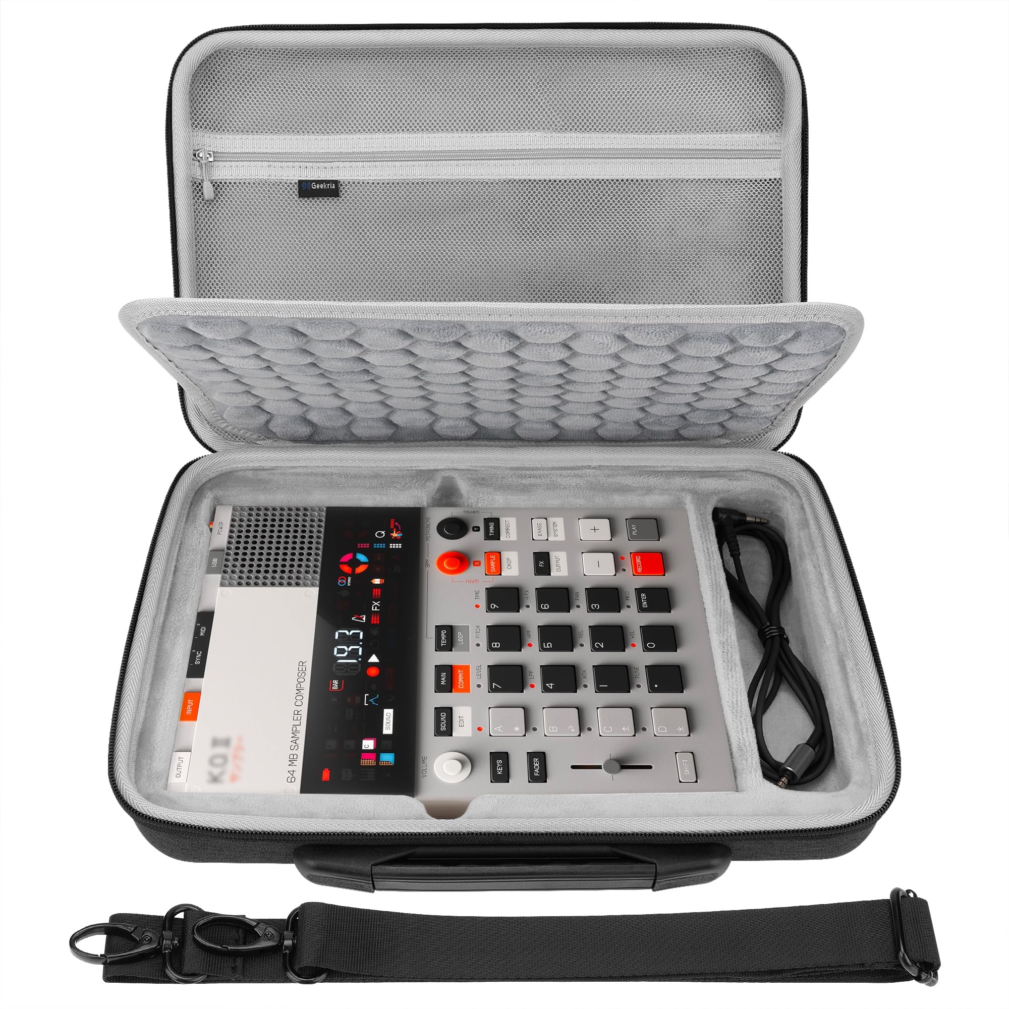 GEEKRIA Hard Shell Travel Carrying Case, Drum Machine Bag Compatible with Teenage Engineering EP-133 K.O. II, EP-1320 Medieval Sampler (Dark Gray)