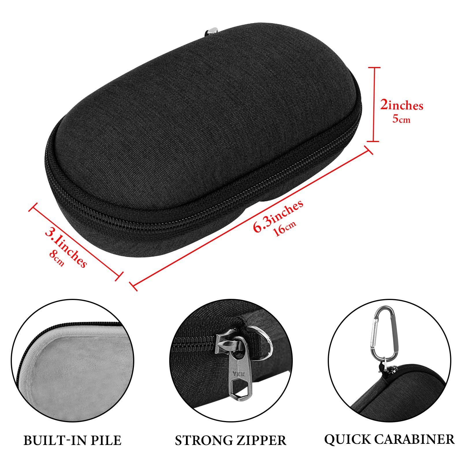 GEEKRIA Shield Smart Glasses Case Compatible with Razer Anzu, Bose Frames Audio Sunglasses, Hard Shell Protective AR Glasses Carrying Case, Replacement Travel Bag with Cable Storage - Image 2