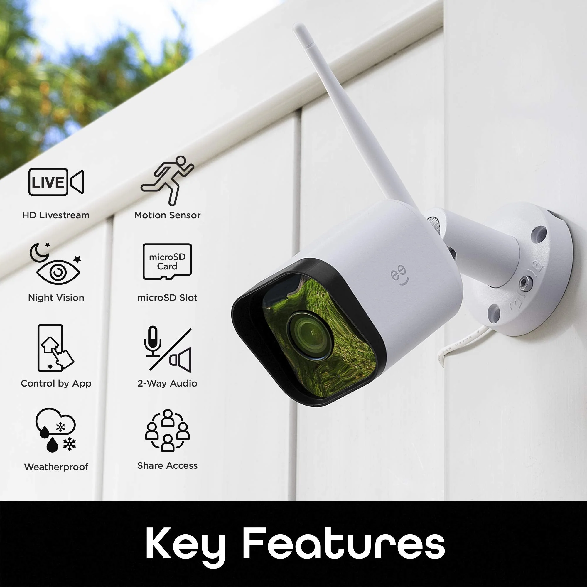 Geeni Hawk 3 Outdoor Camera for Home Security, Smart Surveillance, WiFi, Night Vision, Motion Alert, 2-Way Audio, 1080p HD, Works with Alexa, Google Home - 1 Pack 1 Count (Pack of 1) - Image 2