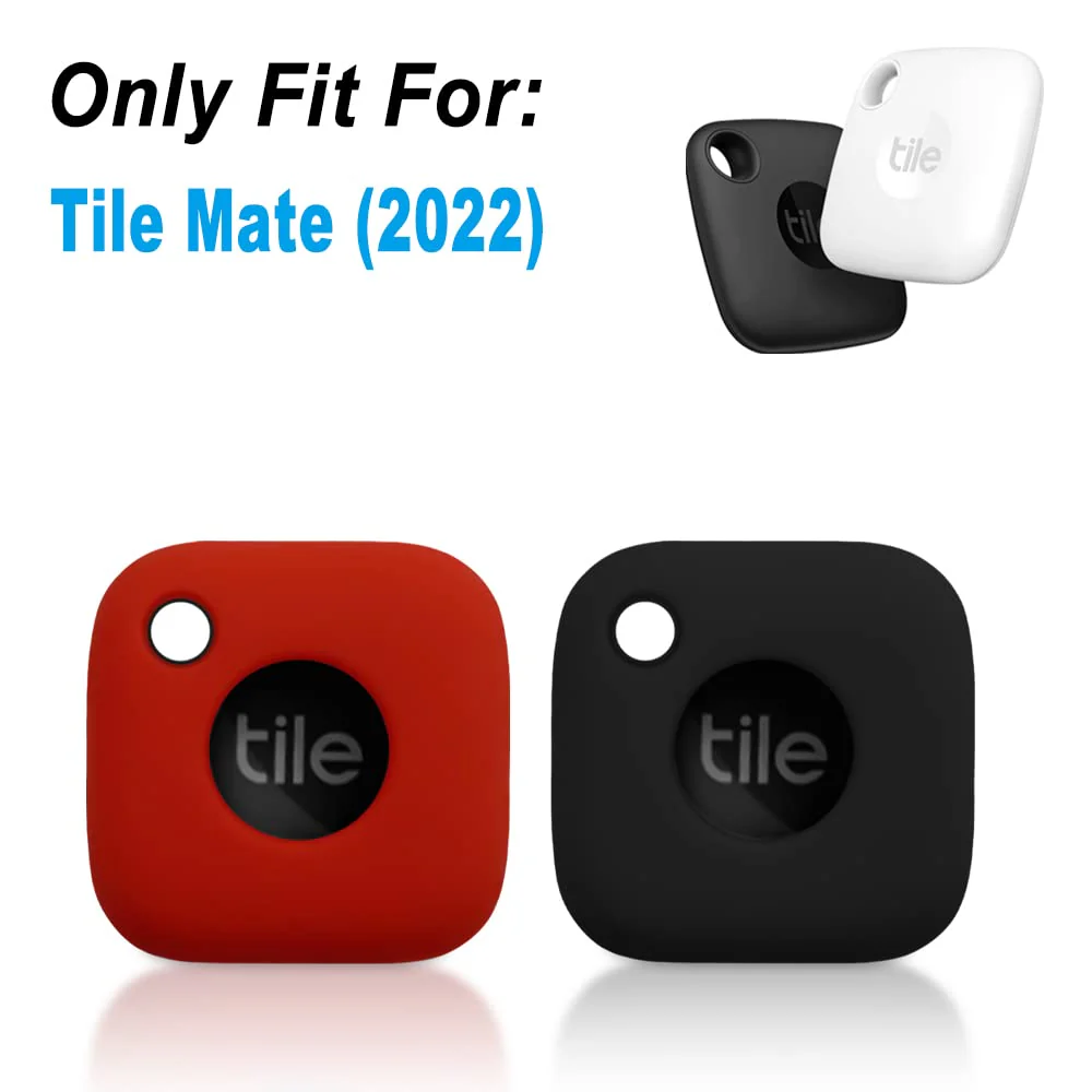 Geiomoo Silicone Case for Tile Mate 2022, Soft Scratch Resistant Cover with Carabiner (2 Pack Black+Red) 2 Pack Black+Red - Image 2