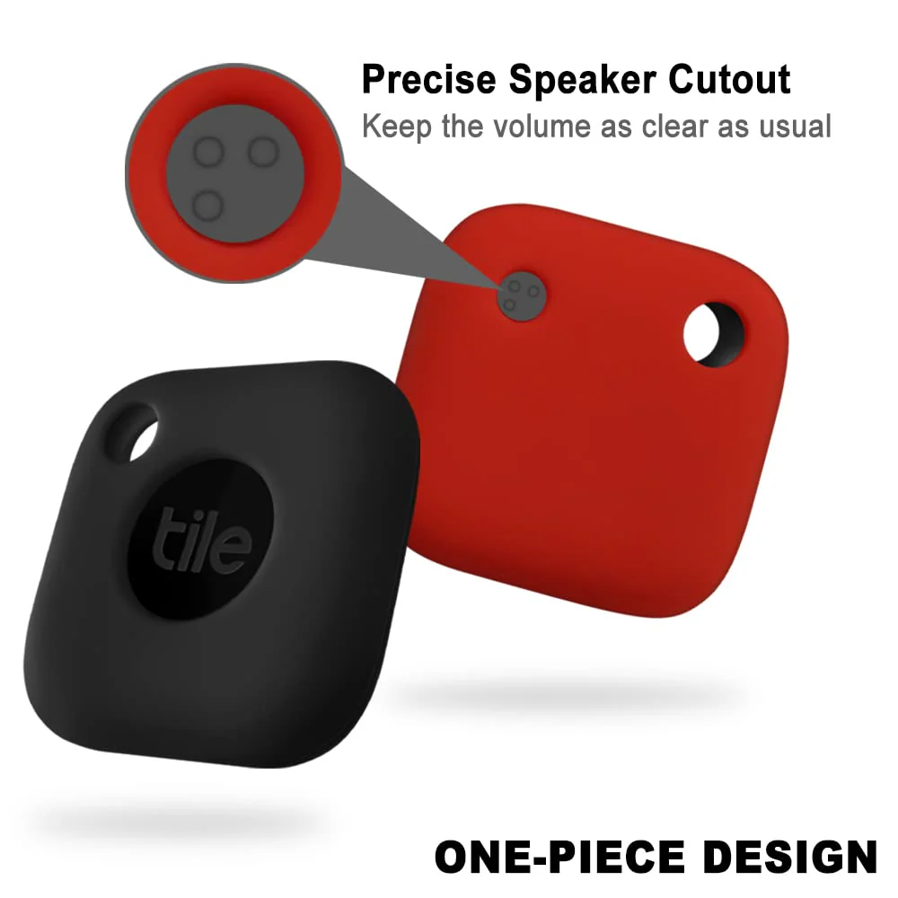 Geiomoo Silicone Case for Tile Mate 2022, Soft Scratch Resistant Cover with Carabiner (2 Pack Black+Red) 2 Pack Black+Red - Image 4