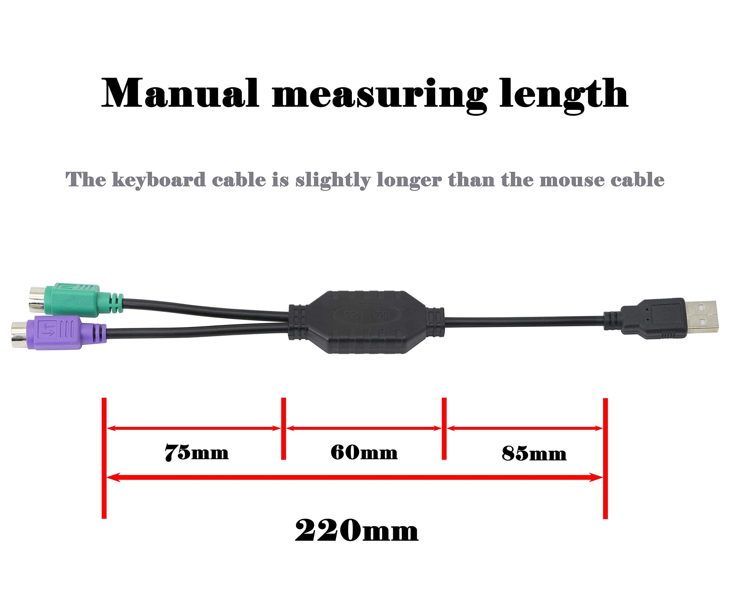 GELRHONR PS/2 to USB Cable LEIHONG USB to PS/2 Plug Active USB to Dual PS/2 Adapter Keyboard Mouse Converter Adapter for The Keyboard PS2 (black) black - Image 3