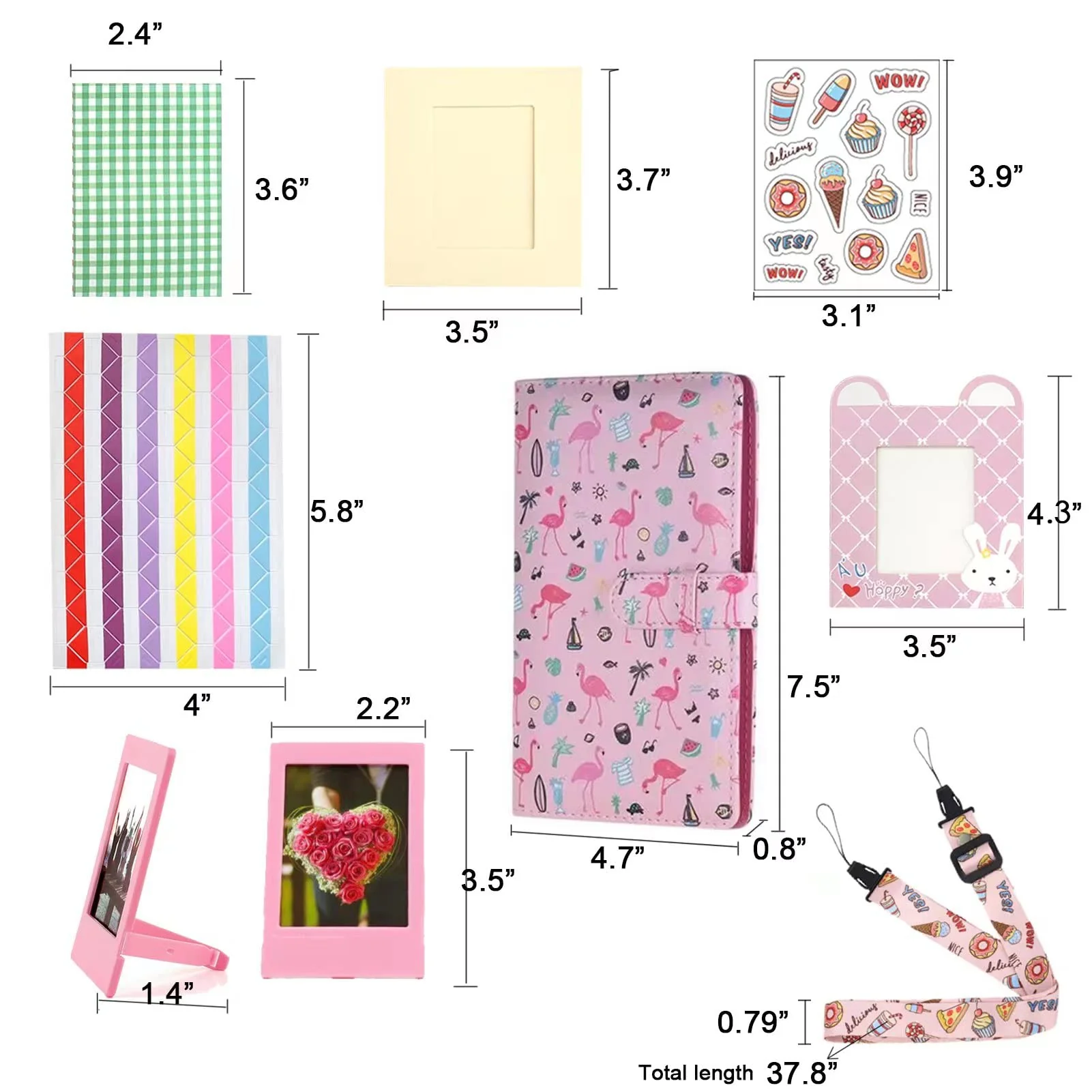GEMHOPE Latest Colorful Bundle Kit for Accessories Kit, Compatible With Fujifilm Mini 9 8 11 12 70 90 Accessories Include Photo Albums Film Stickers Desk Stands Hanging Frame Clips Straps - Image 7
