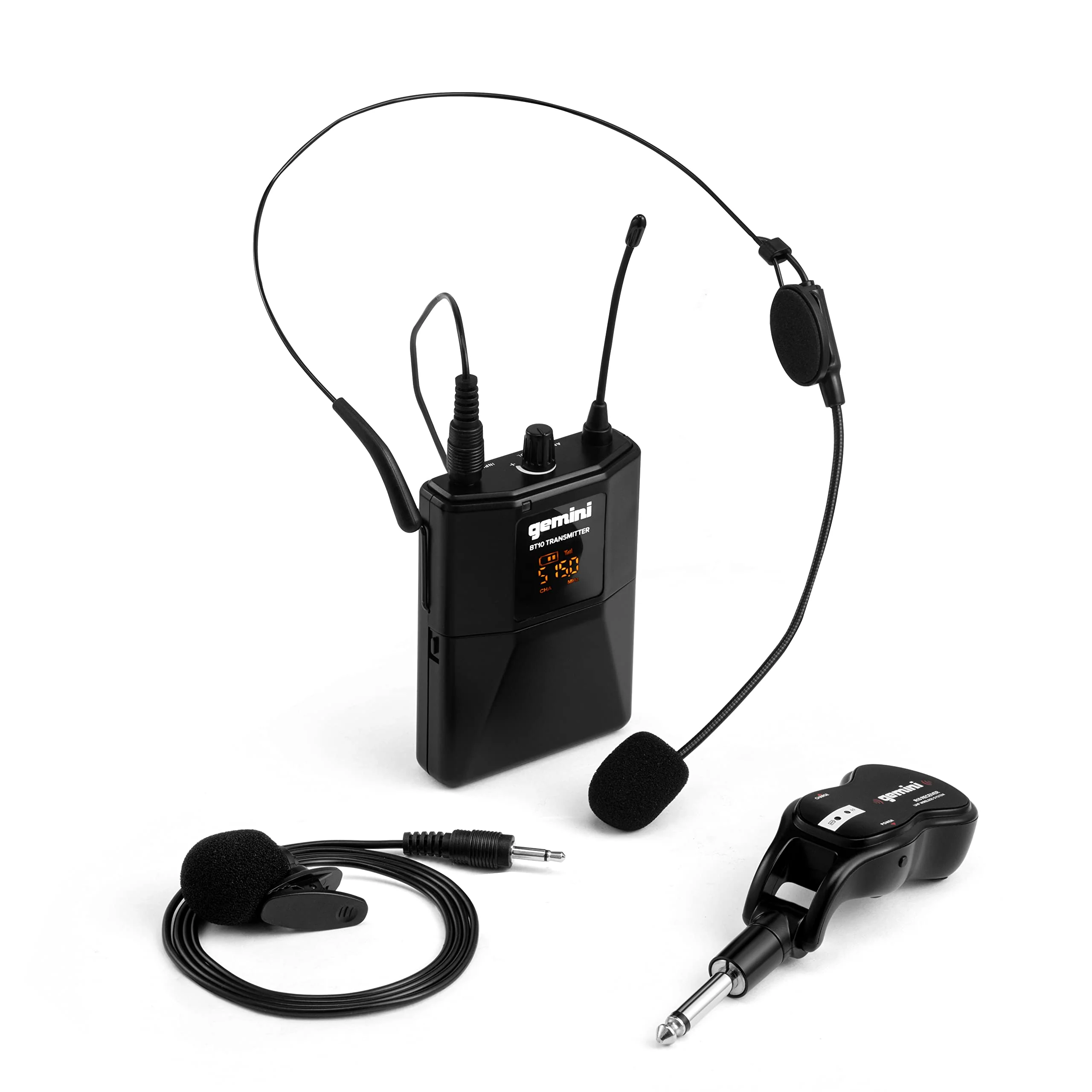 Gemini UHF Wireless Microphone System – Dual Lavalier & Headset Mics, USB Rechargeable Receiver, 50m+ Range, Plug & Play for Events, Teaching, Streaming, Karaoke & More (GMU-HSL100)