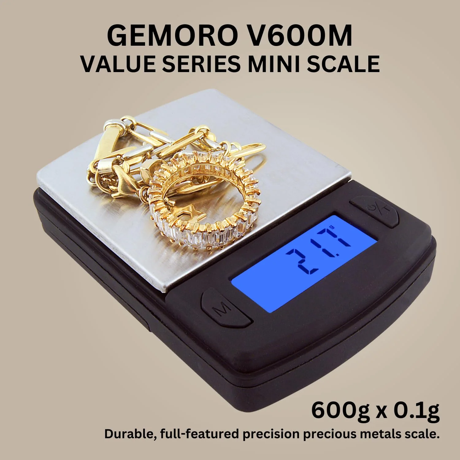 GemOro Platinum V600M | Durable Precise Jewelers Countertop Portable Mini Scale | Digital Precision Tool with Expert Professional Reading & Accuracy 600g x 0.1g Readability V Series - Image 2